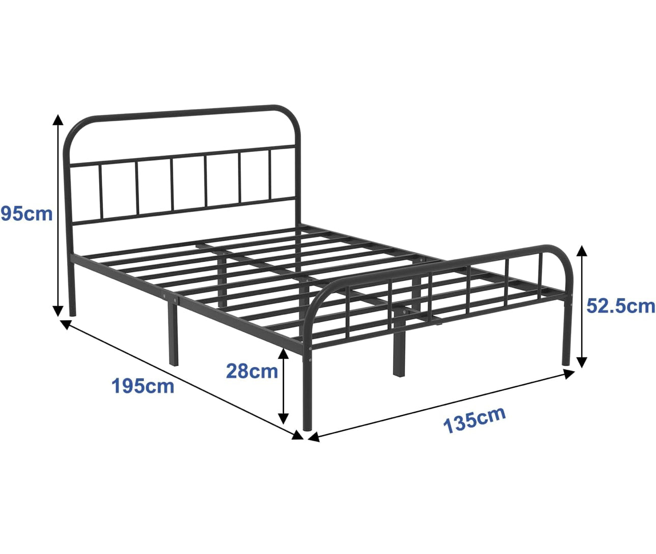 Double Metal Bed Frame with Large Storage Space