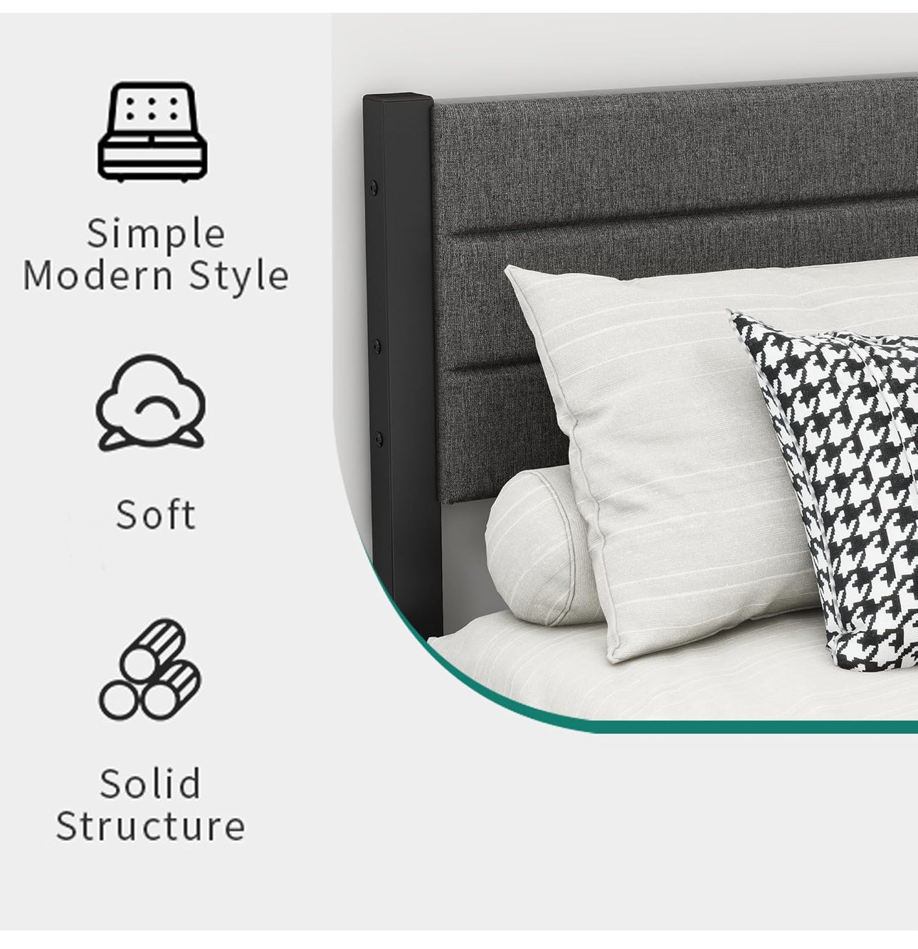 Double Bed Frame with Storage Upholstered Headboard