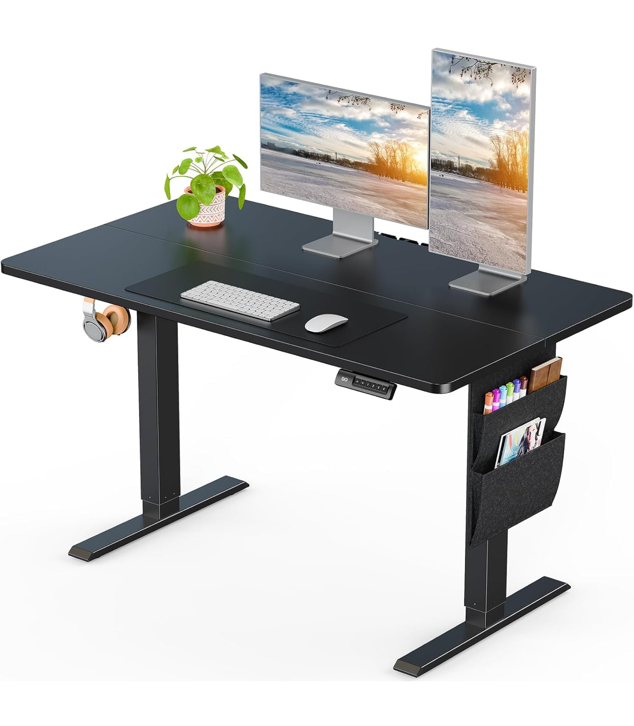 Standing Desk 120x60cm, Supports Up to 80KG Height Adjustable Electric Standing Desk with Storage Bag