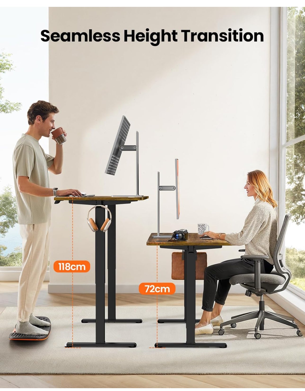 Electric Standing Desk Height Adjustable 120 x 60cm,