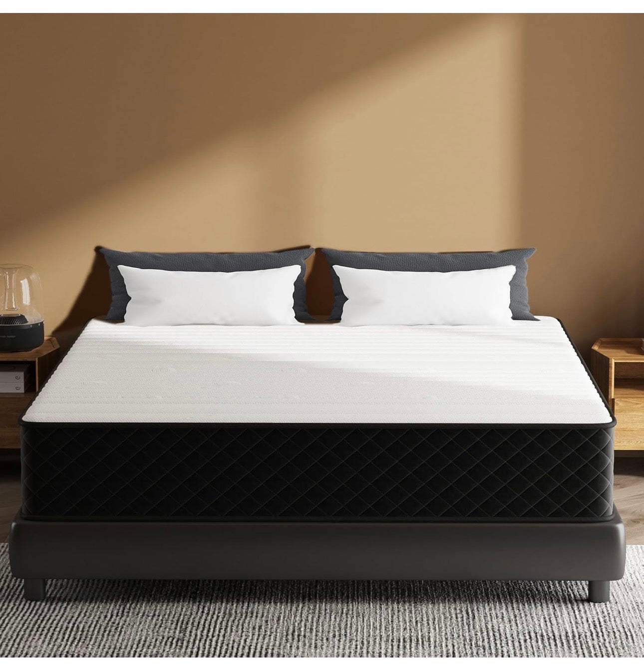 Extra Firm Double Mattresses, 25cm Thick Double Hybrid Mattress with Memory Foam and Individual Pocket Springs