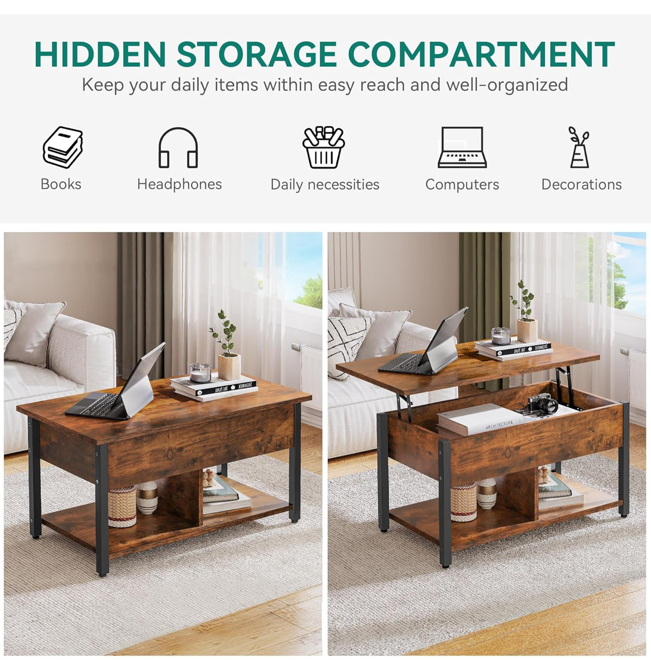 Lift Top Coffee Table, Easy-Lift