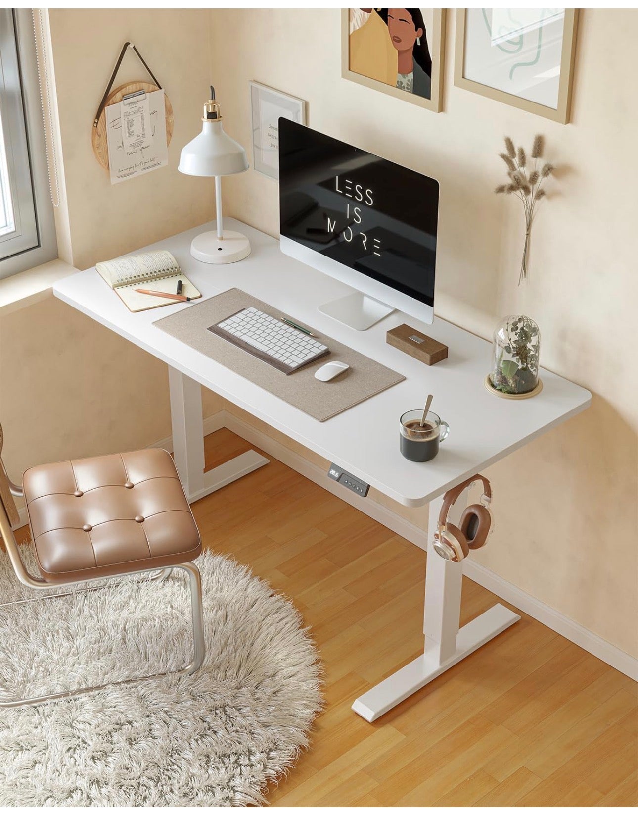 Electric Standing Desk 100 X 60 cm Heigh Adjustable Standing desk with digital display panel, Ergonomic Home Office Desk for sit stand Table with Splice Board & White Wood Grain Surface