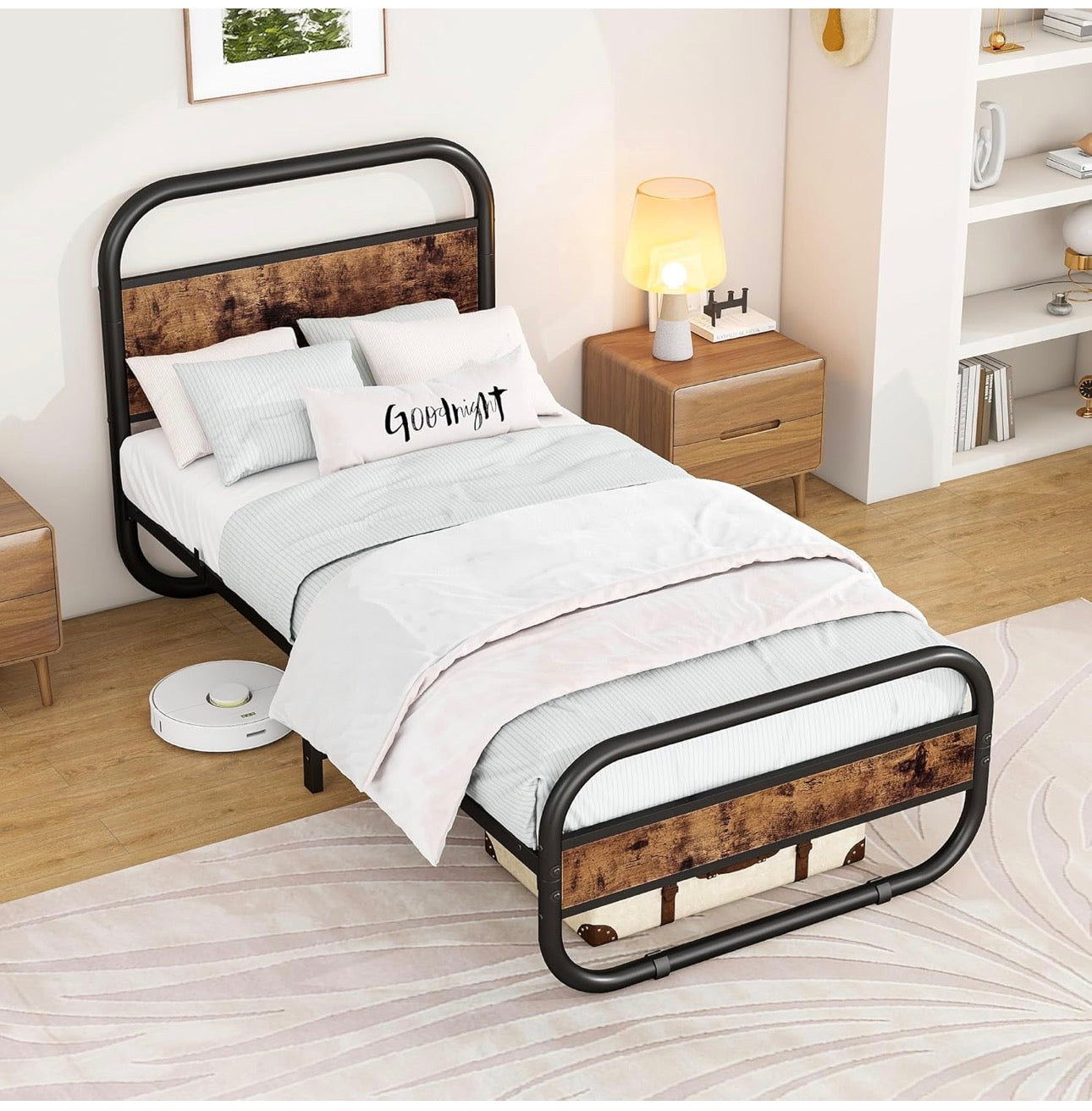 3ft Single Bed Frame with Headboard,Oval-Shaped