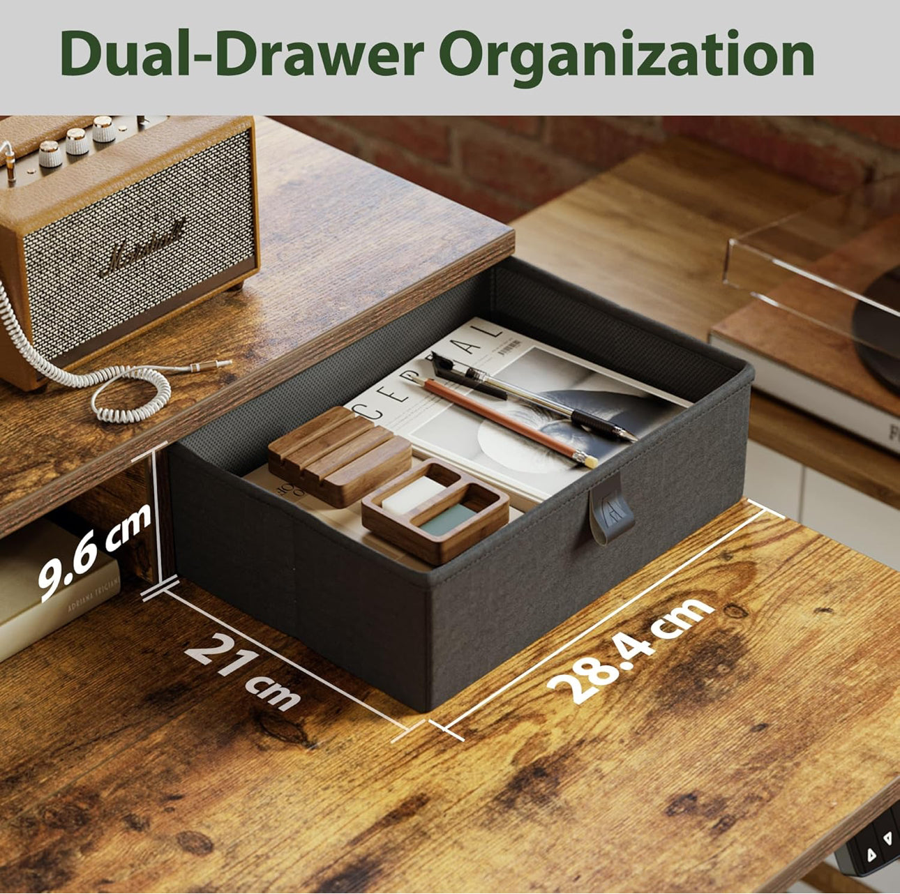 Electric Adjustable Height Desk with 2 Drawers