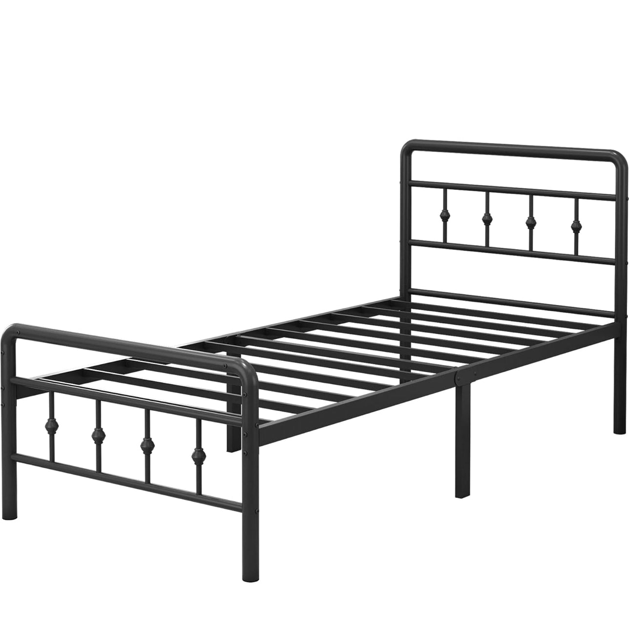 Single Bed Frame 3ft with Headboard and Footboard, Single Metal