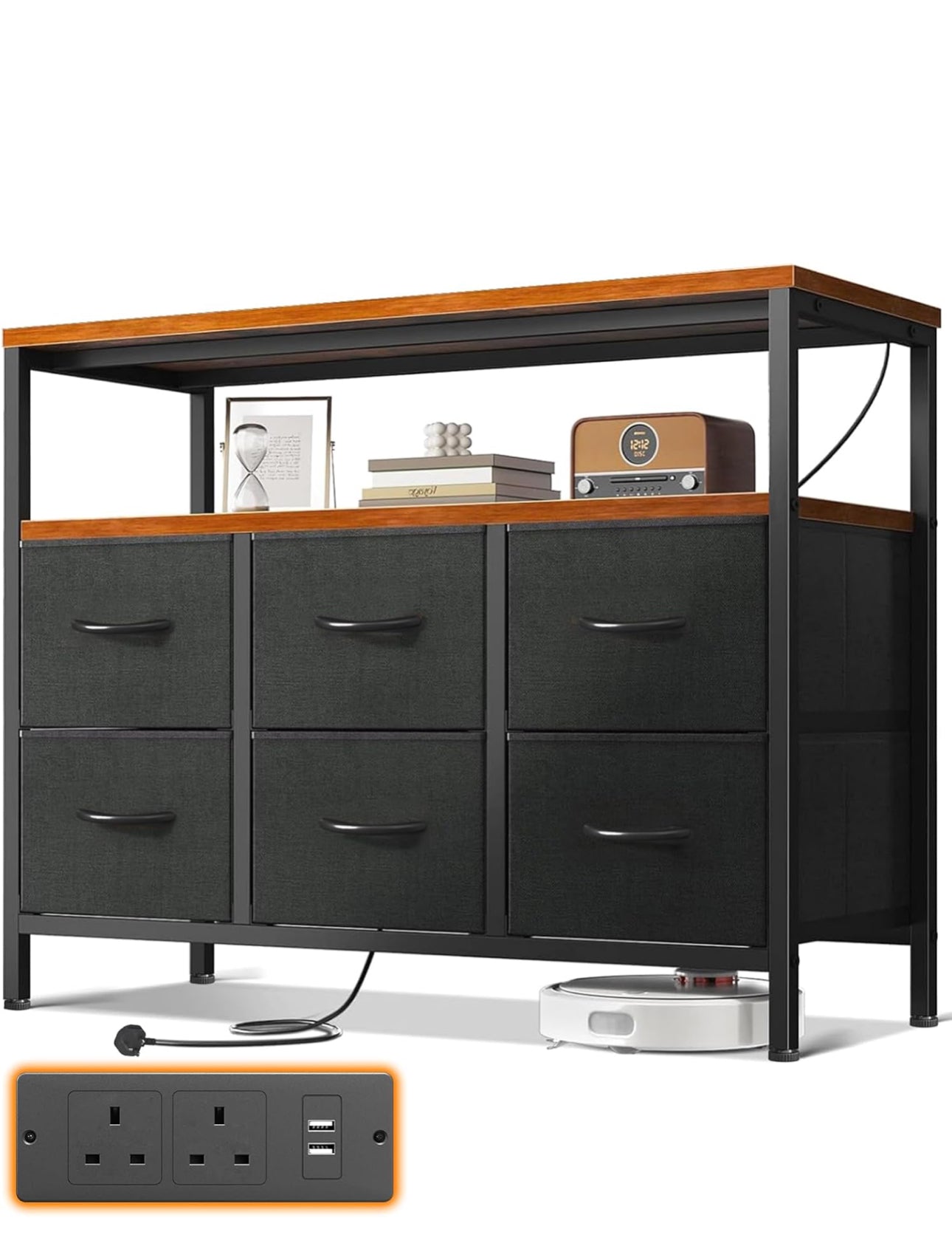 Chest of Drawers Bedroom with 6 Drawers Retro Color
