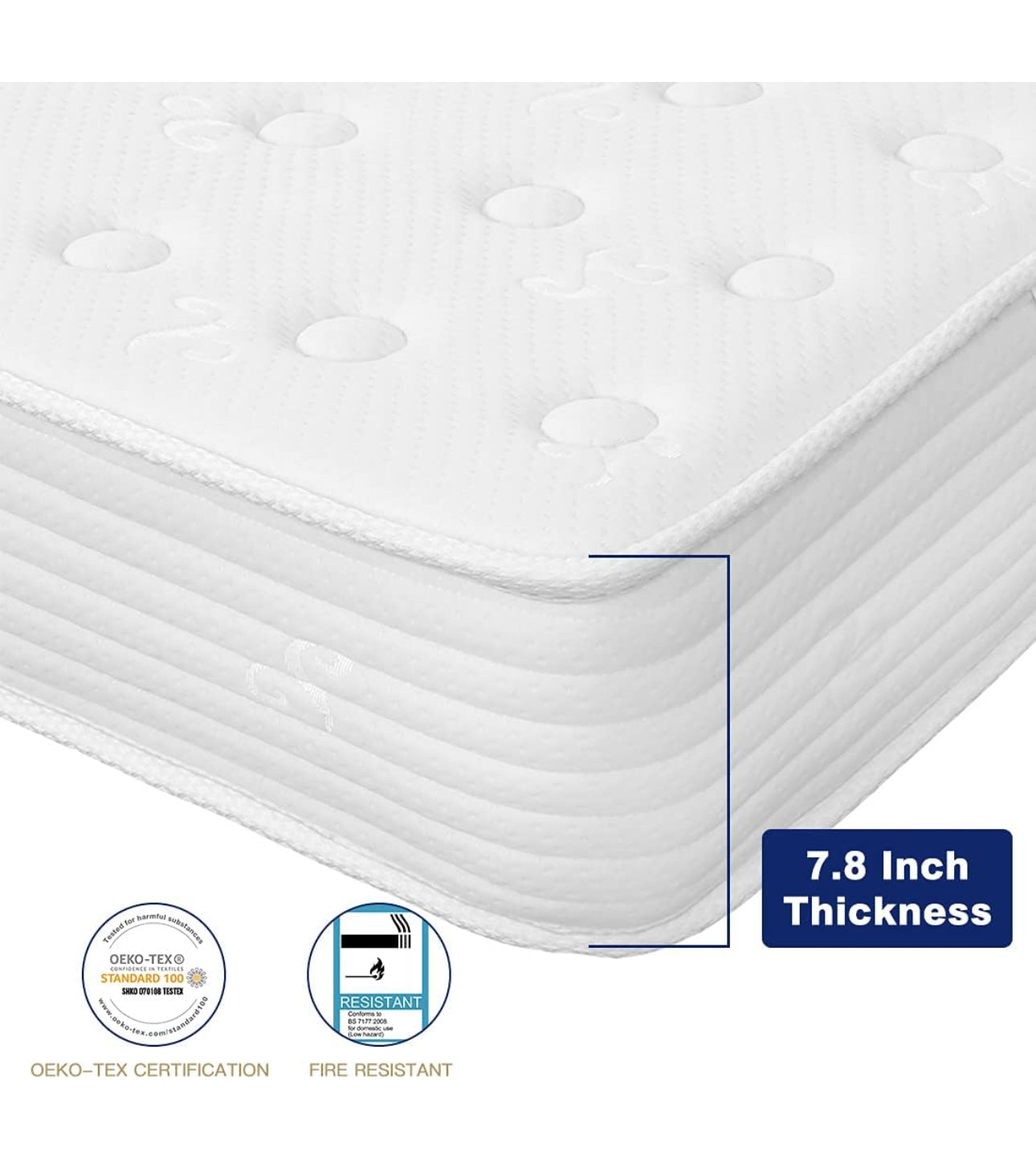 King Size Mattress, 20cm Memory Foam Pocket Sprung Mattress