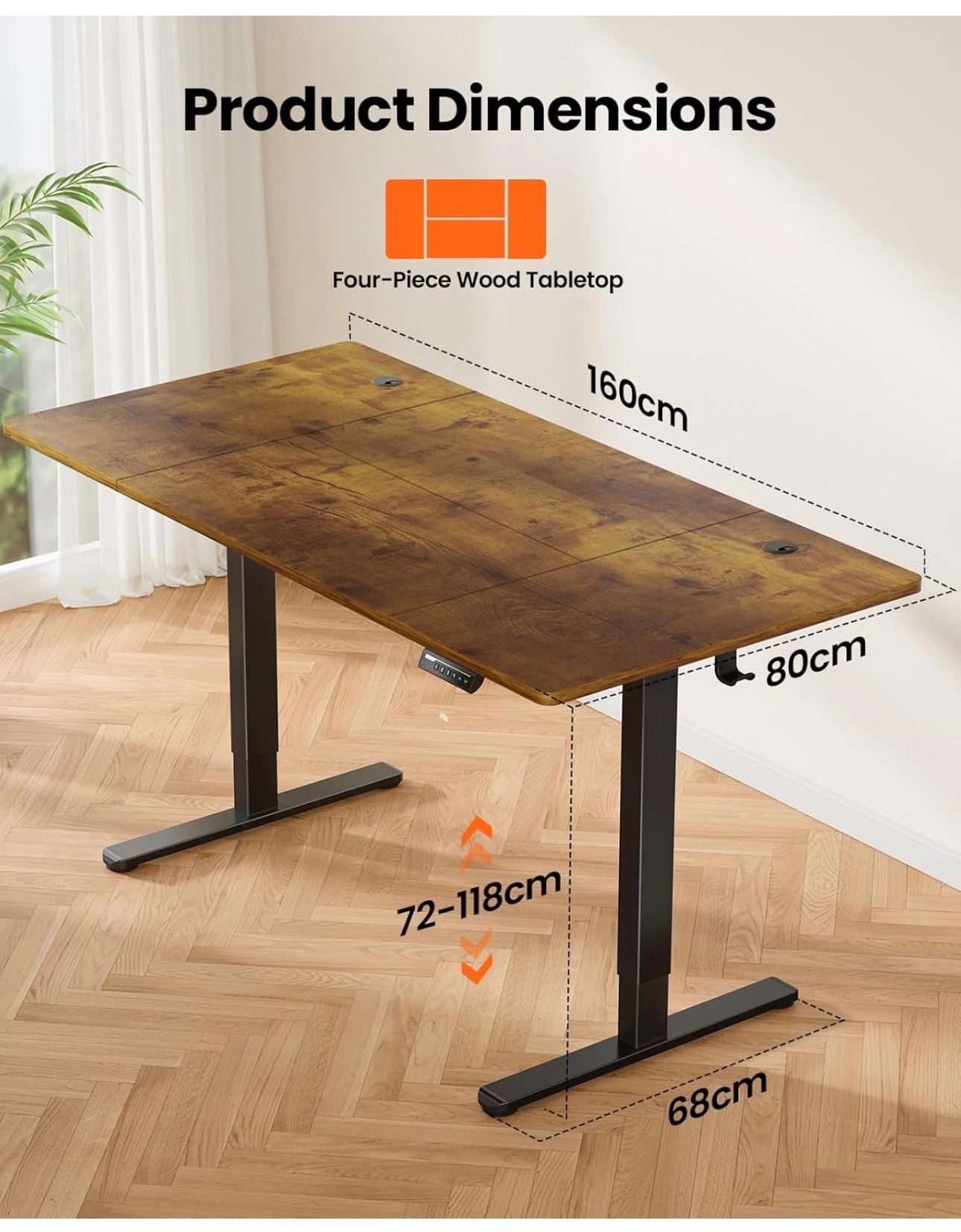 Electric Standing Desk Height Adjustable 160 x 80cm