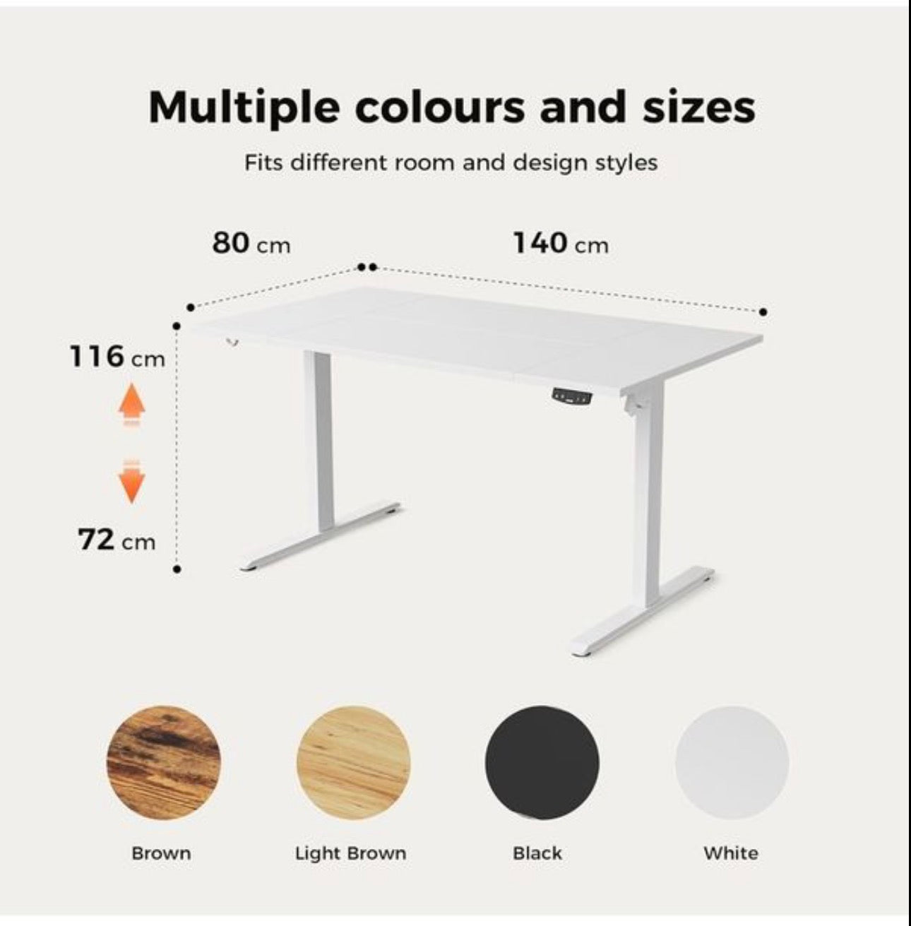 Height-Adjustable Electric Desk, 140x80 cm Sit-Stand Office Desk, Computer Desk with Memory Function, Standing Desk, Gaming Desk, White