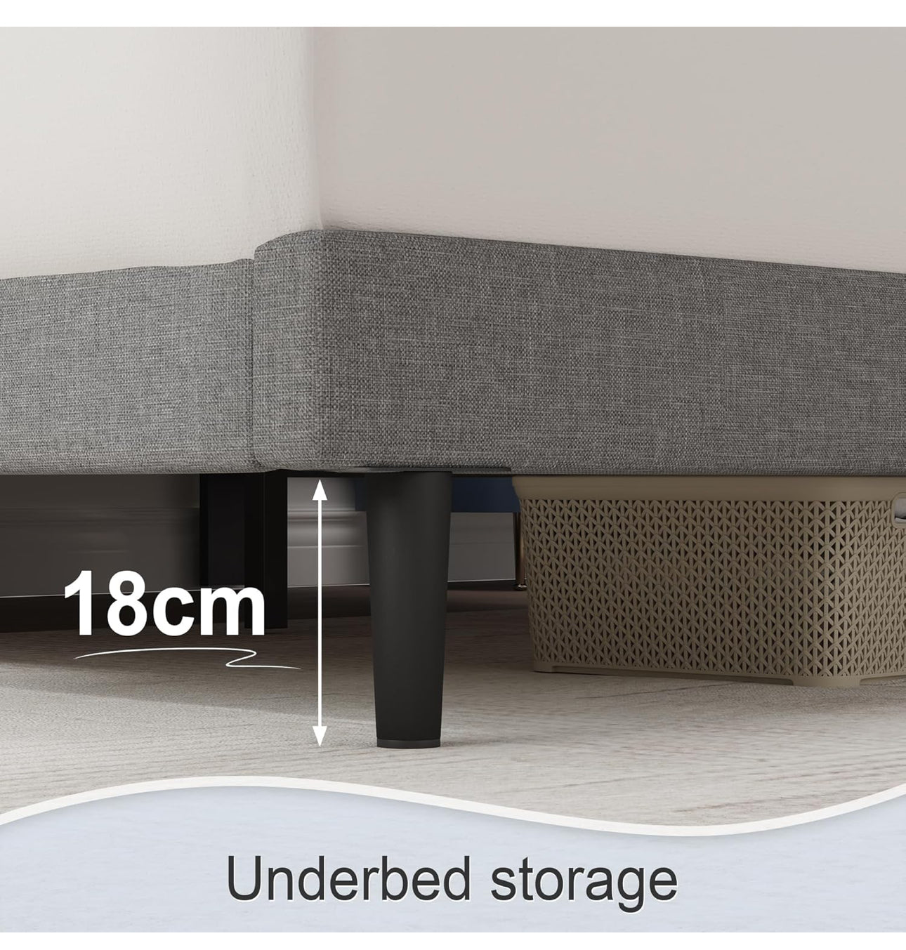 Small Double Bed Frame, Light Grey