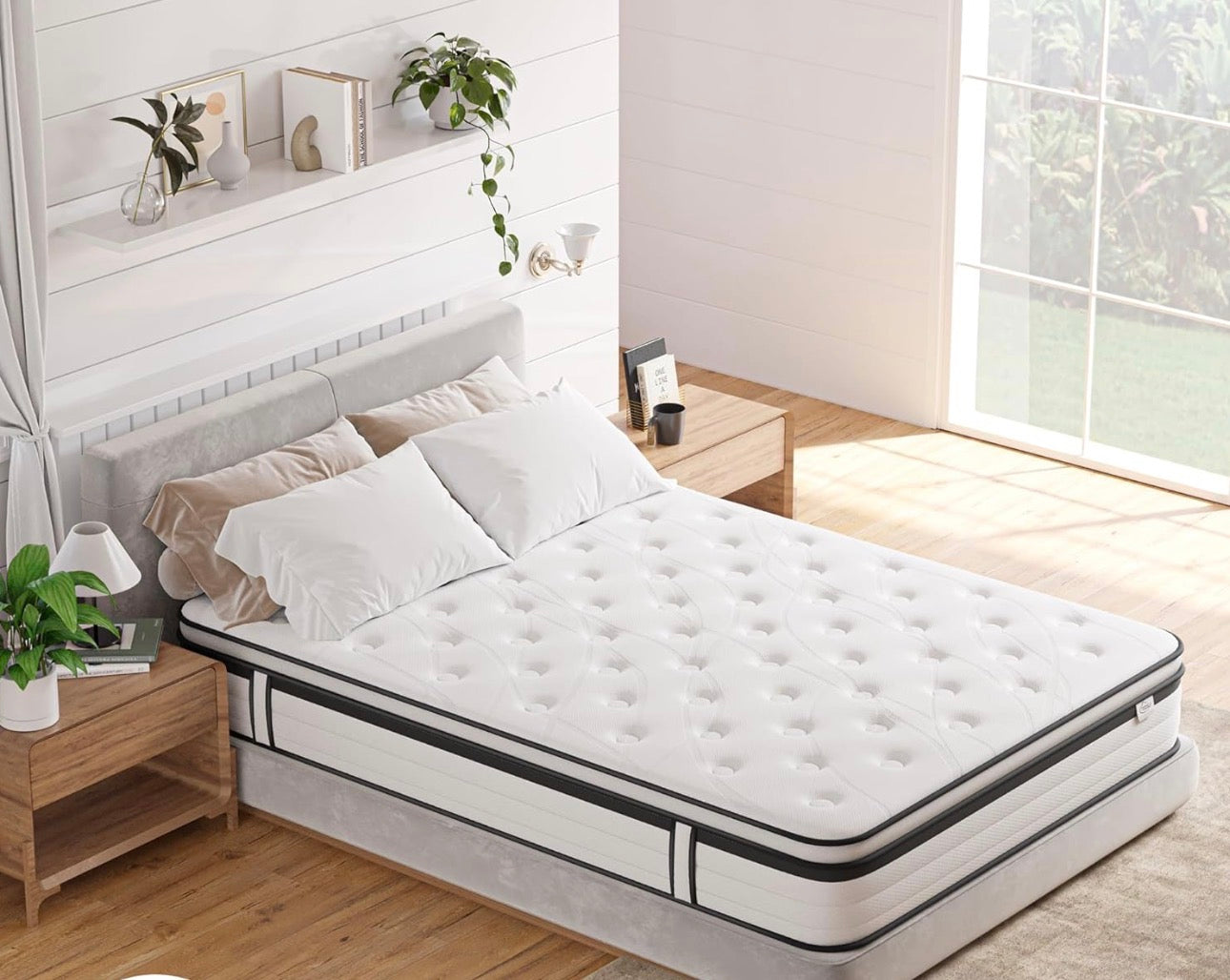 Double Mattress 4FT6, 10.6 Inch Gel Memory Foam Pocket Sprung Orthopedic Mattress Edge Support & Motion
