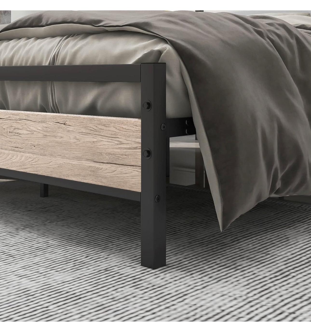 5ft King Size Bed Frame With Wood Headboard