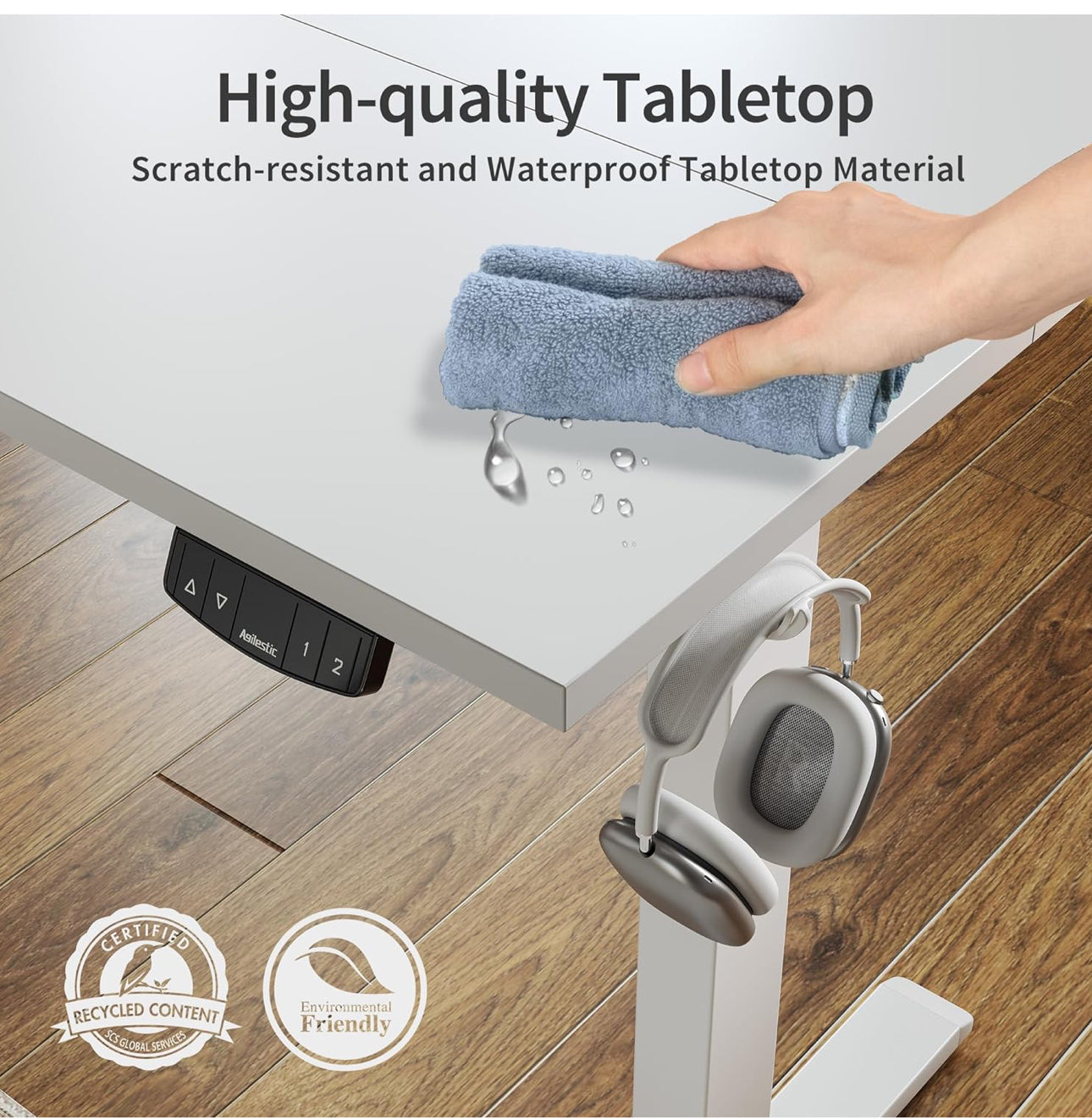 Electric Standing Desk, 120 x 60 cm Height Adjustable