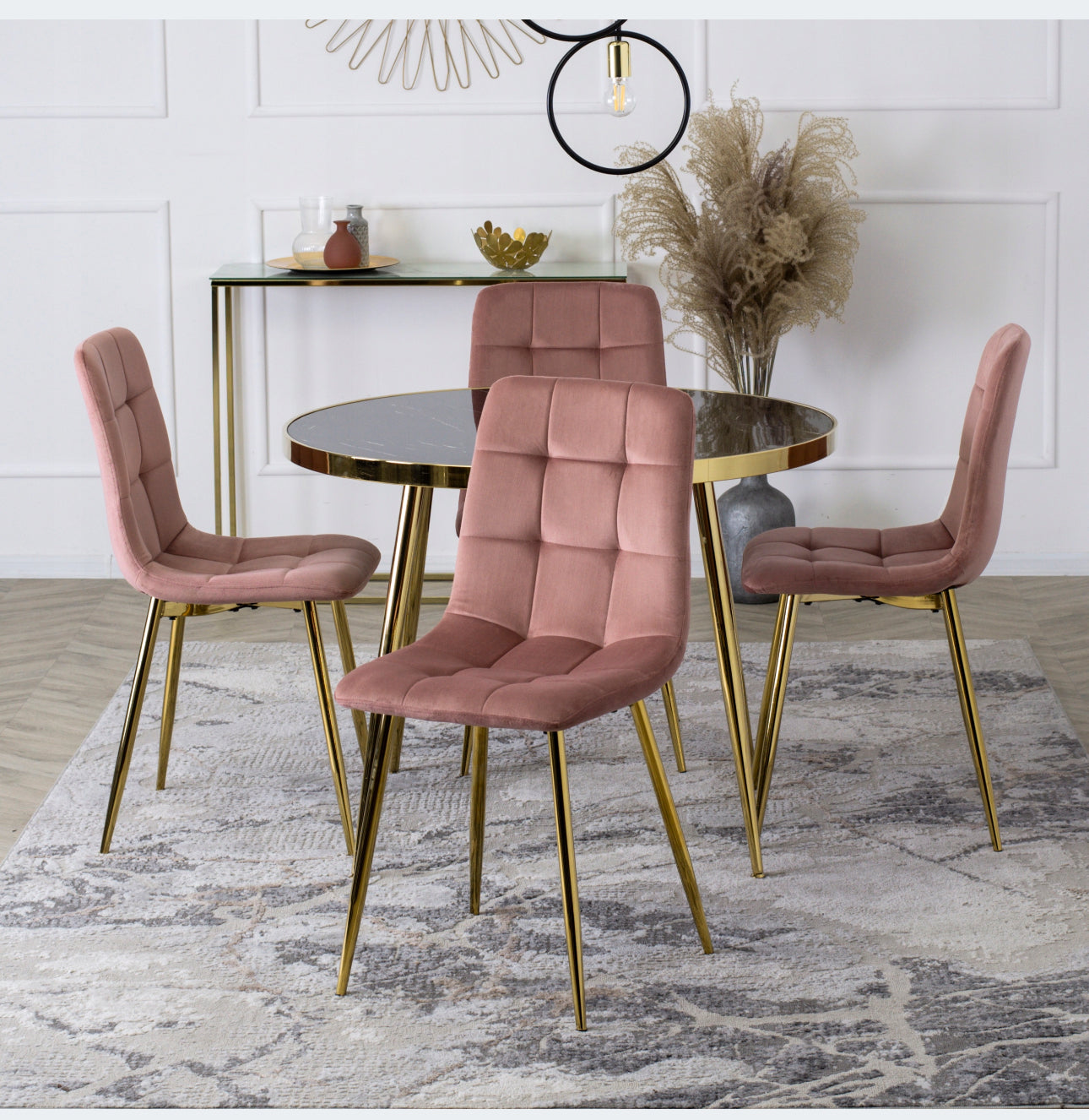 Set  of 4 velvet chairs gold legs