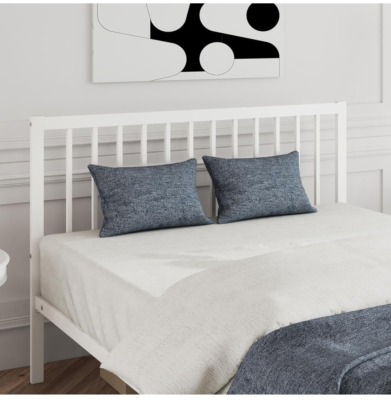 Small Double Metal Bed Frame 4ft6 Modern Style Bed Frame with Headboard and Footboard