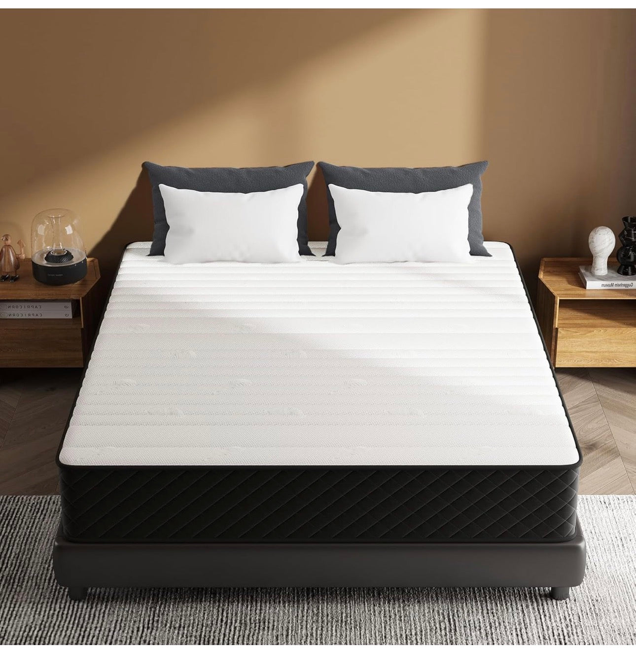 Extra Firm Double Mattresses, 25cm Thick Double Hybrid Mattress with Memory Foam and Individual Pocket Springs