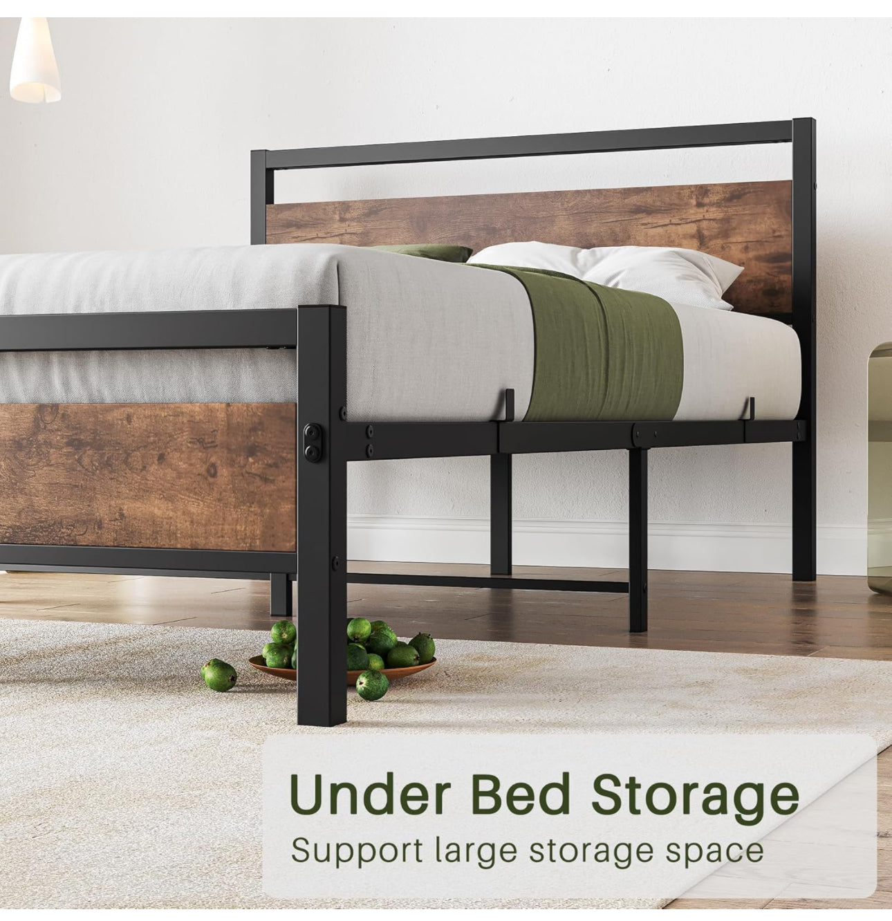 4ft6 Double Bed Frames with Wood Headboard