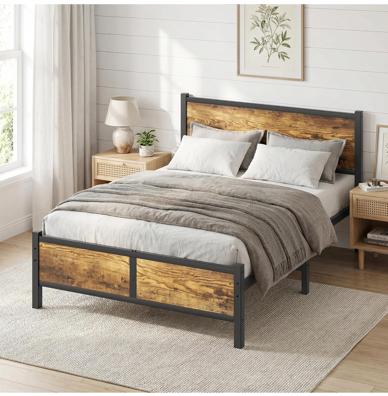 4ft6 Double Bed Frame with Headboard