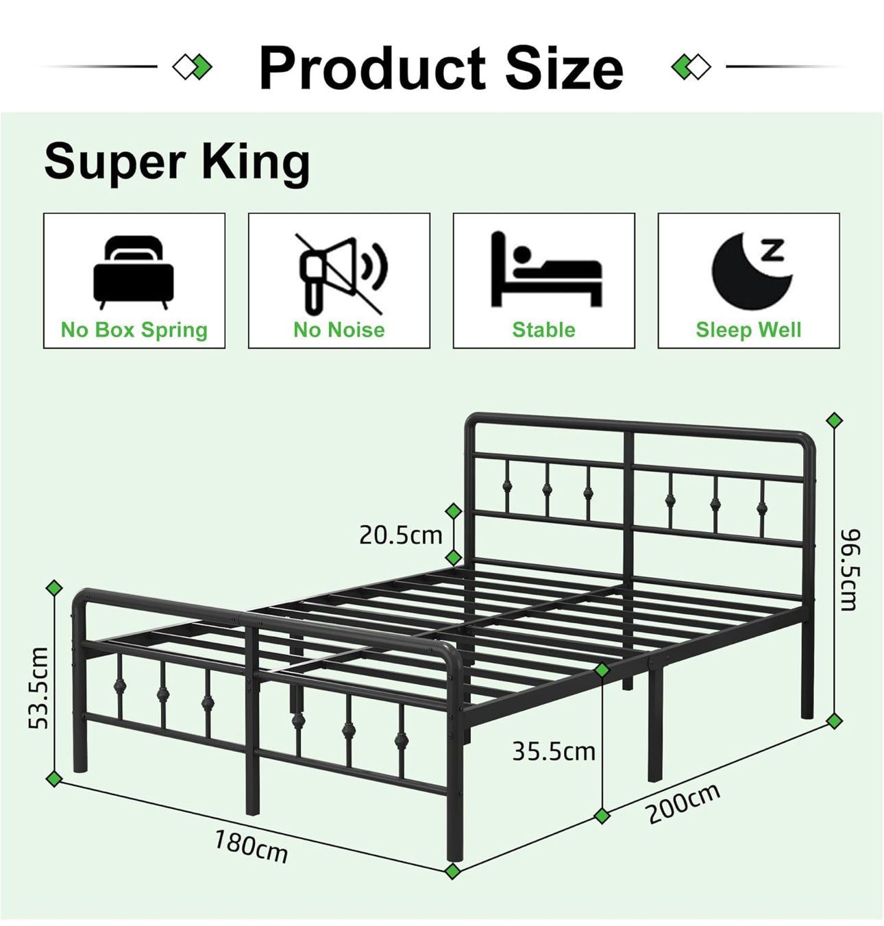 Super King Bed Frame with Victorian Headboard and Footboard