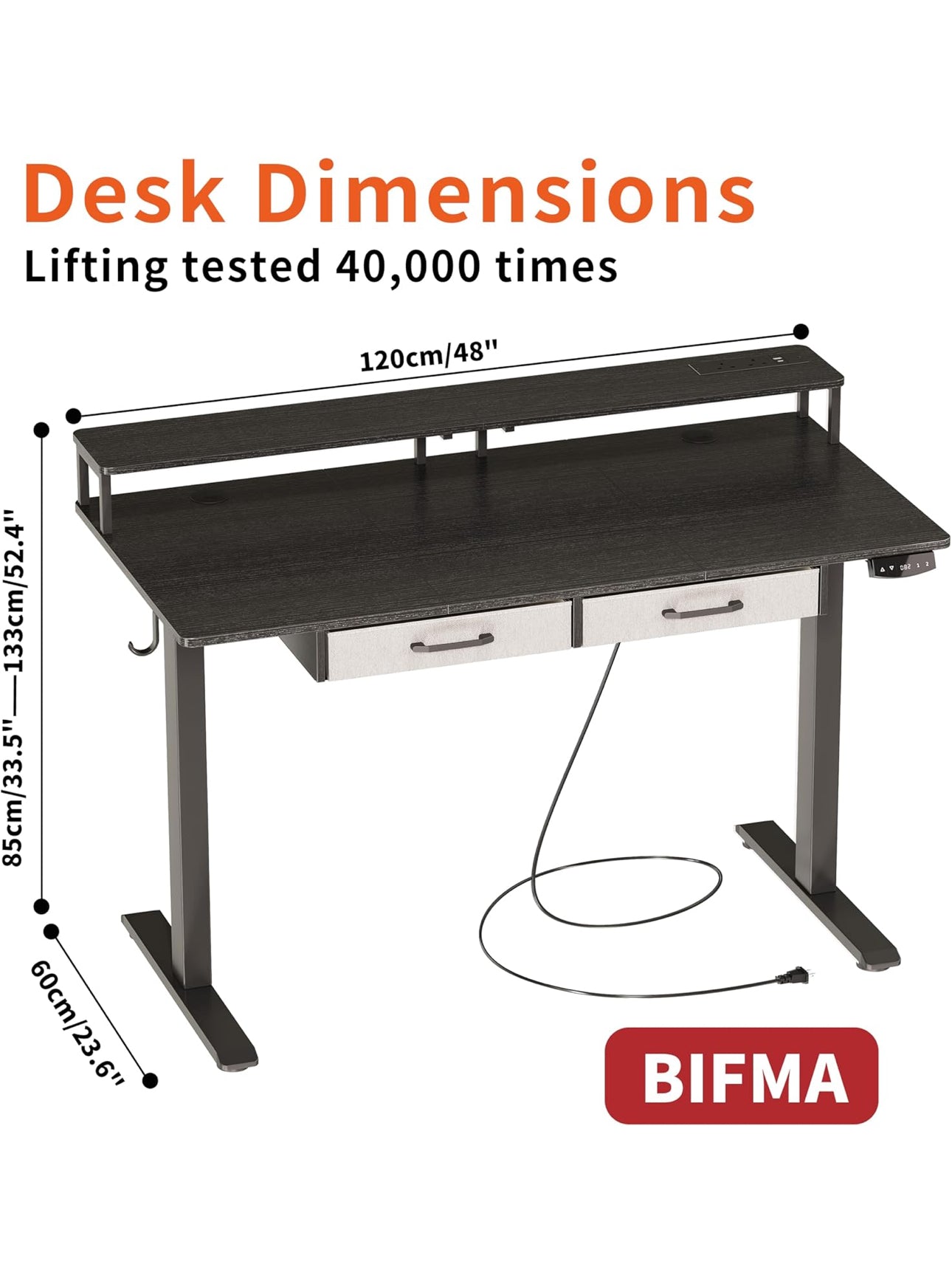 Height-Adjustable Desk with Monitor