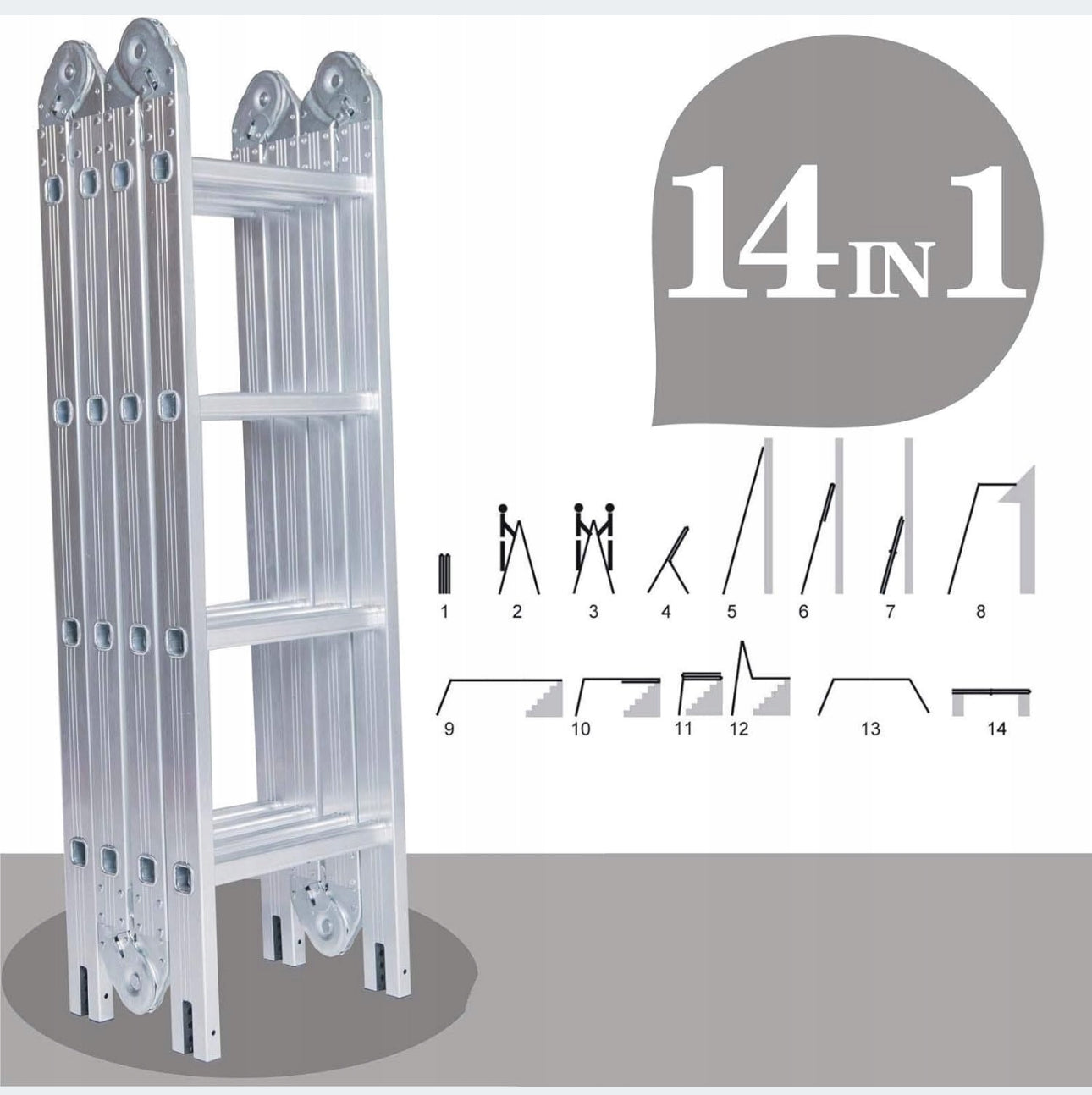 Ladder 4.7 m aluminum 16 to 150 kg