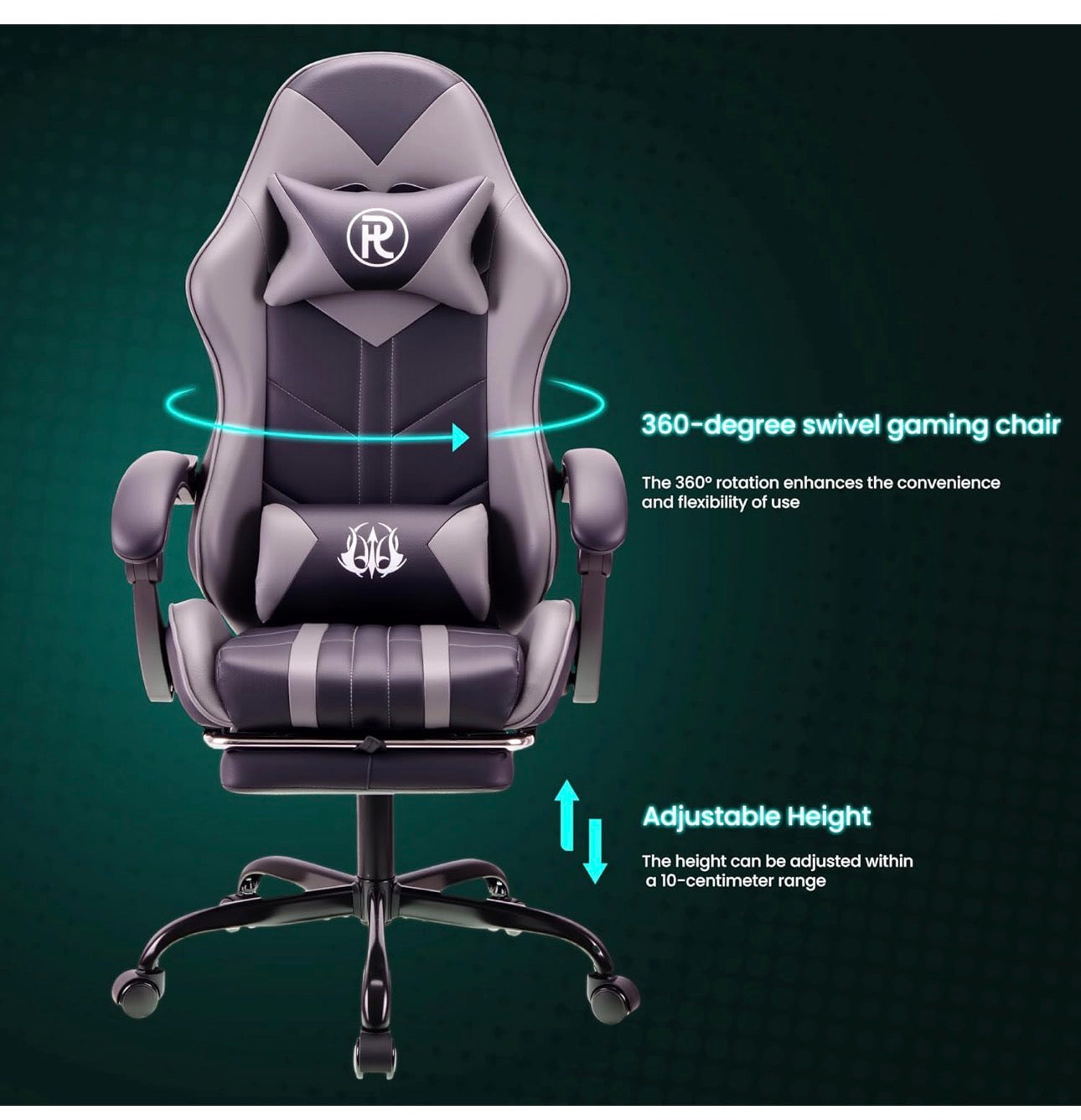 Office chairs reclining seat with footrest adjustable headrest and lumbar cushion high back support padded armrests