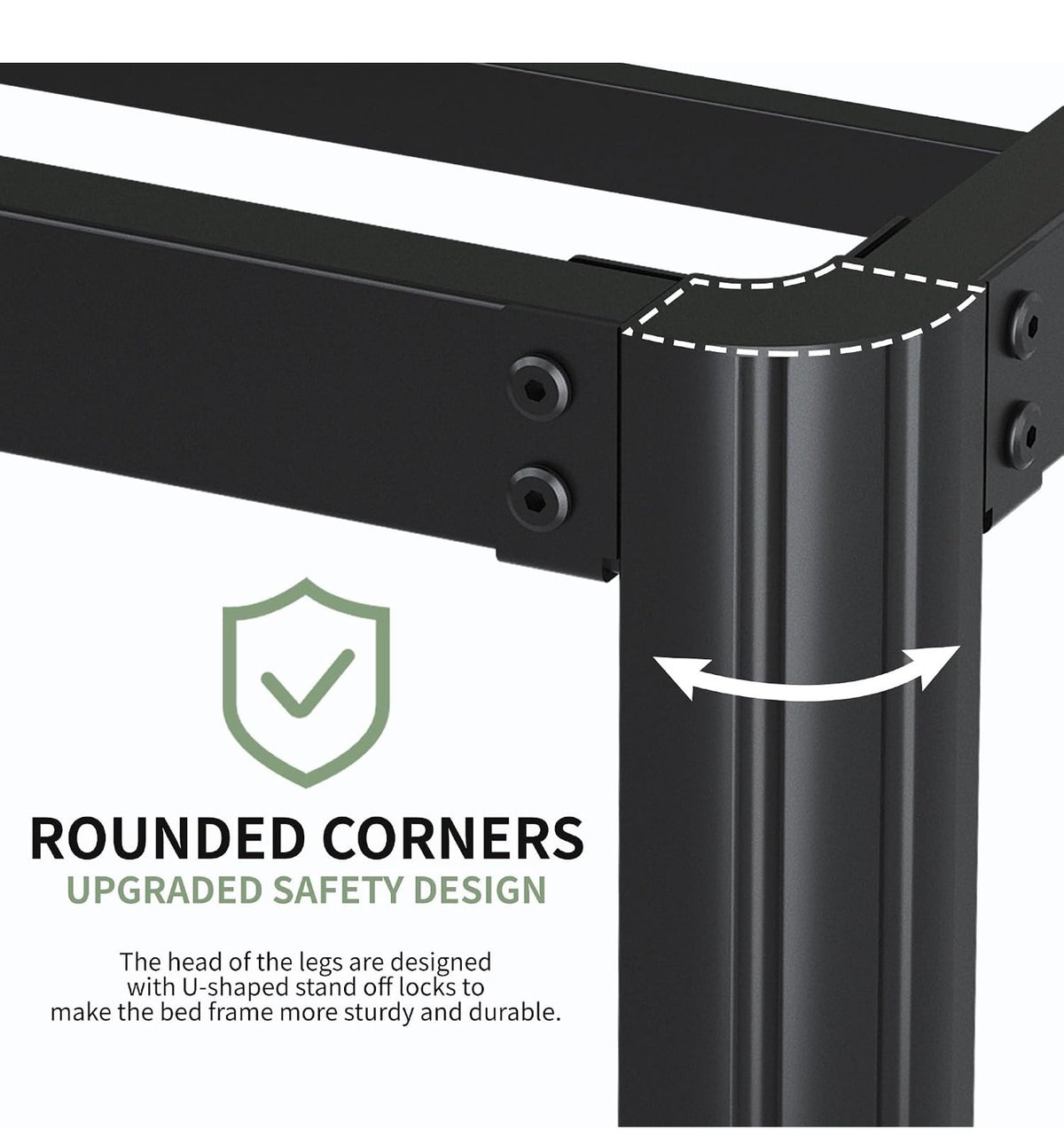 Small Double Bed Frame 30.5 cm High with Rounded Corner Legs, Heavy Duty Metal Bed Frame 4ft with Steel Slats Support, Storage Space Underneath, Noise Free, Easy Assembly, Black