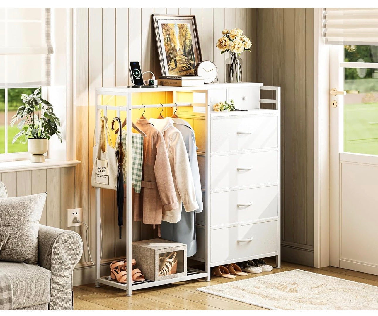 Chest of Drawers Bedroom with Hanging Rail, Built-