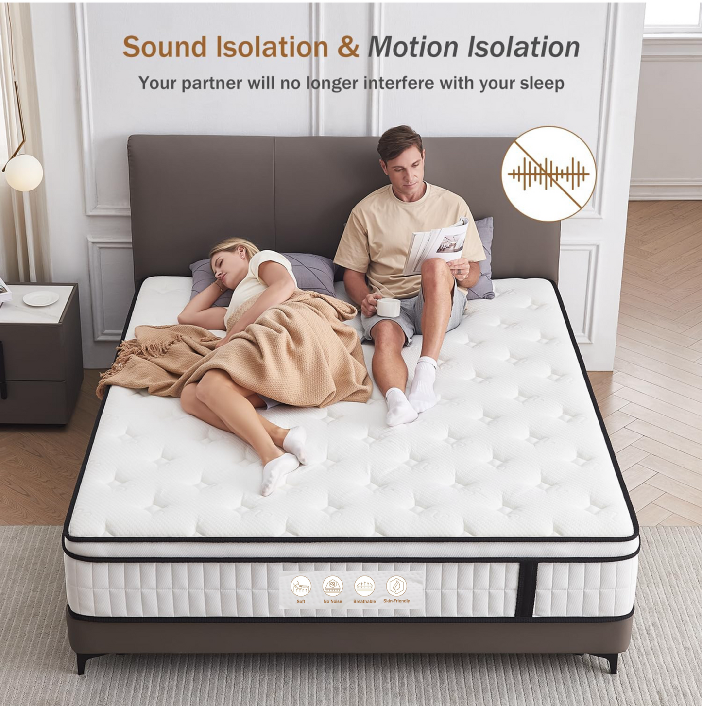 4FT Small Double Mattress, 10.2 INCH Medium Firm Memory Foam Pocket Sprung Hybrid Mattress Orthopedic