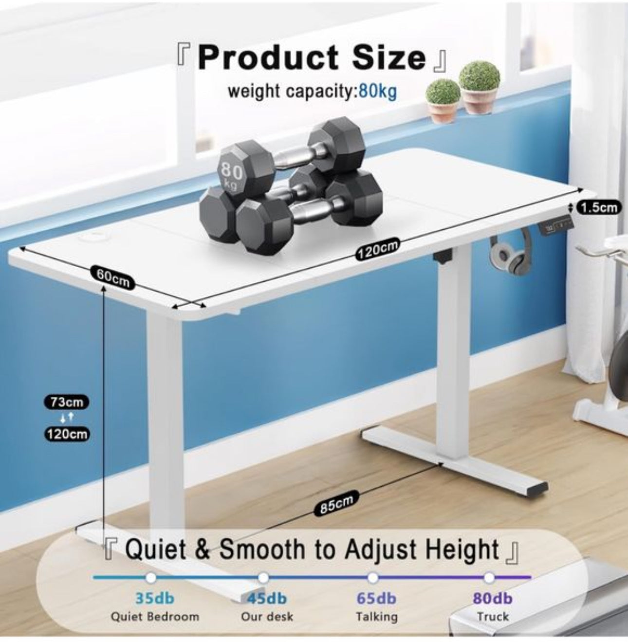 Electric Standing Desk 120x60cm