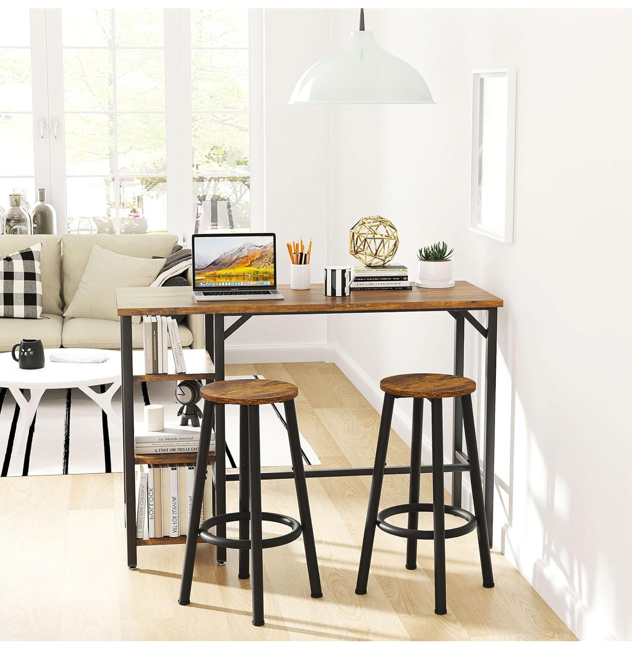 Bar Stools Set of 2, 64CM Kitchen Breakfast Bar Stools