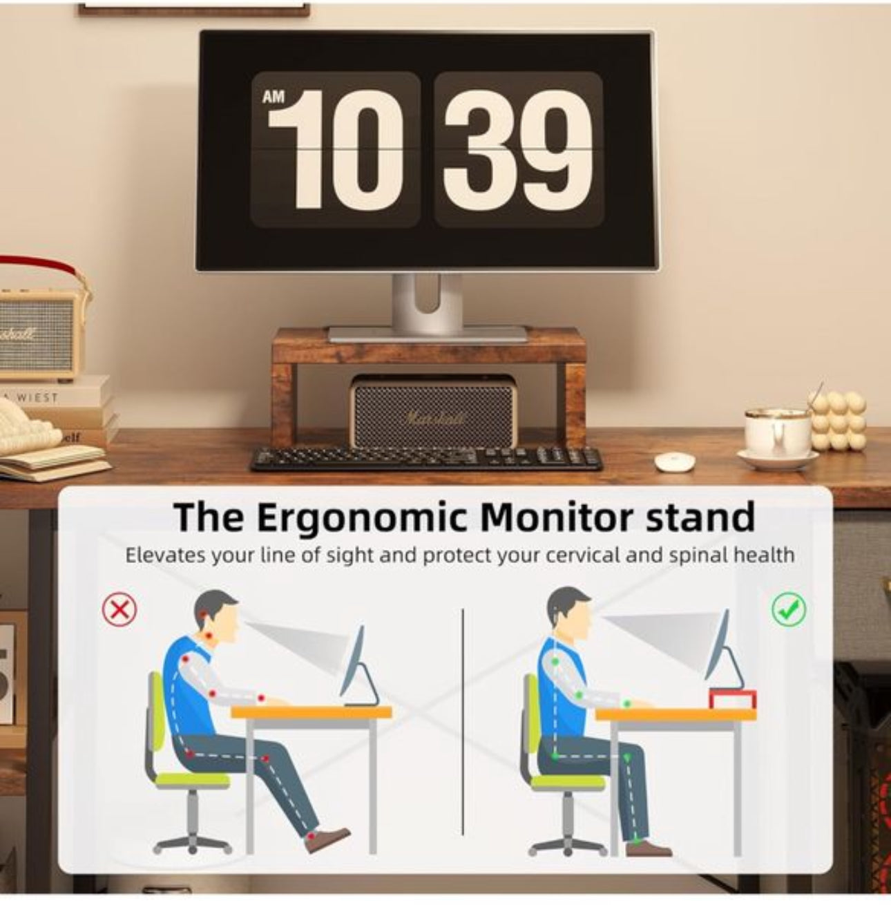 140cm Computer Desk with Drawer & 2 Storage Shelve