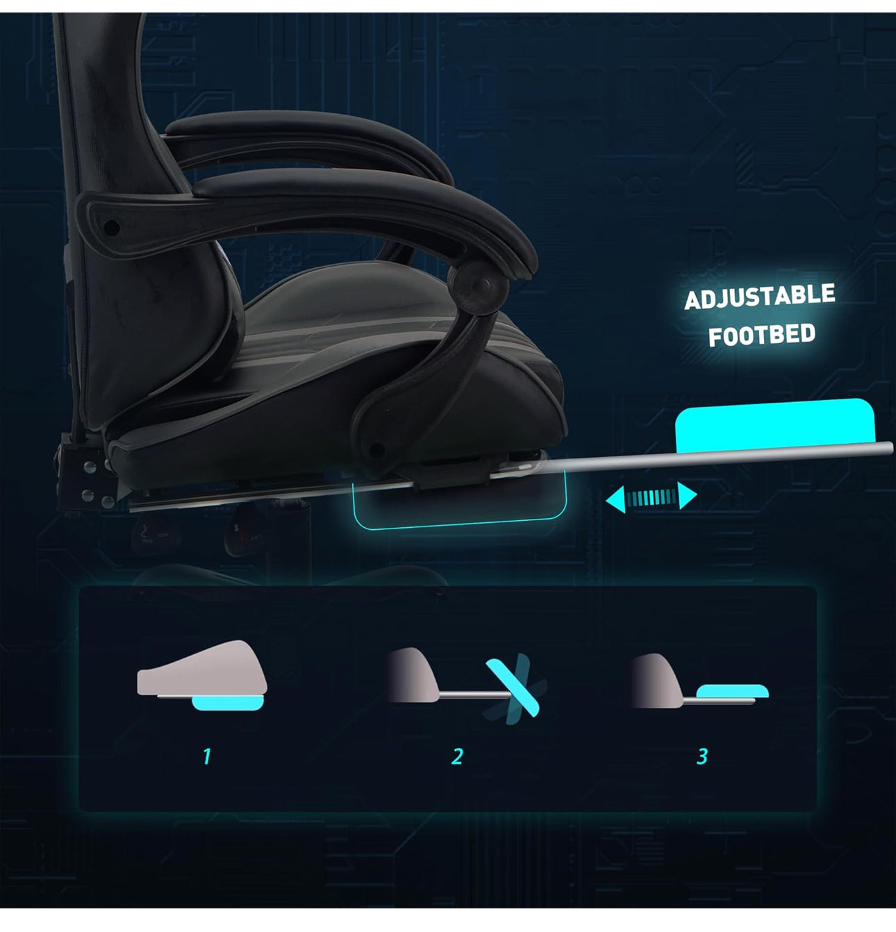 Office chairs reclining seat with footrest adjustable headrest and lumbar cushion high back support padded armrests