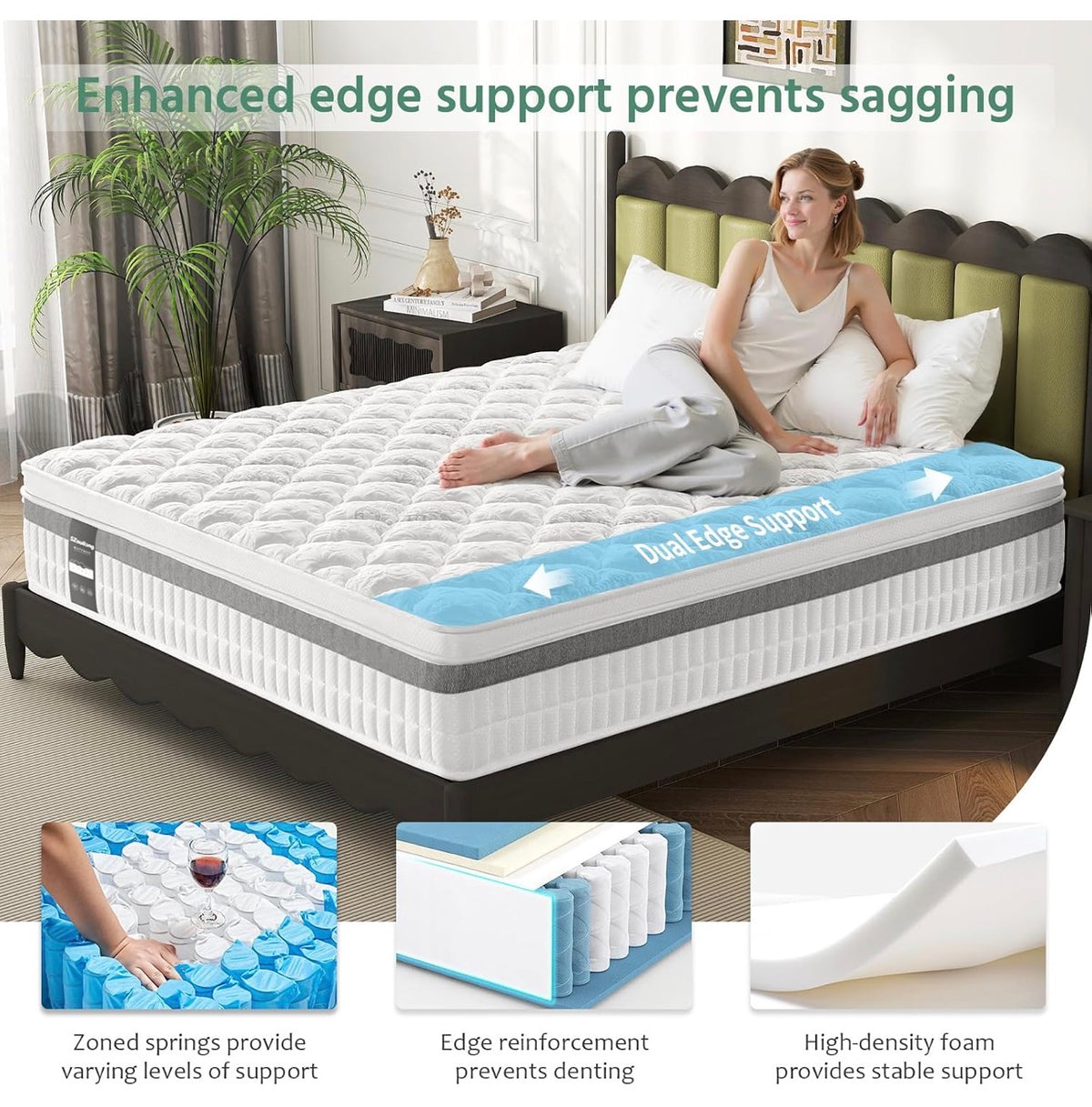 Single Mattress, 11 IN Hybrid Pocket Sprung Cooling Mattress
vintage knit anti-pilling fabric, 7-zone pocket springs for quiet sleeping, Pressure relief & wave breathable foam 90x190x28