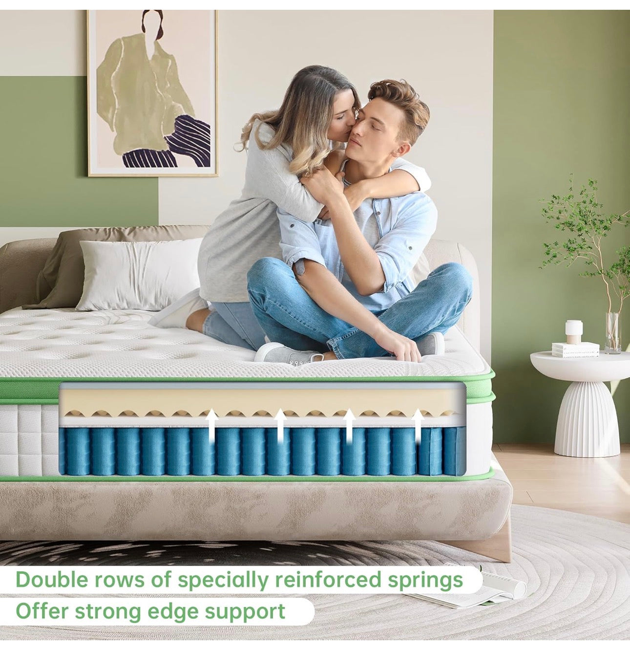 King Mattress 5FT, 10 Inch Hybrid Mattress, Gel Memory Foam & Individually Pocket Springs, 9-Zone Orthopaedic, Medium Firm for Pressure & Back Pain Relief, 150x200x25 cm