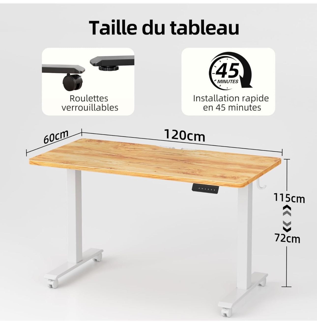 Height Adjustable Electric Standing Desk - 120x60