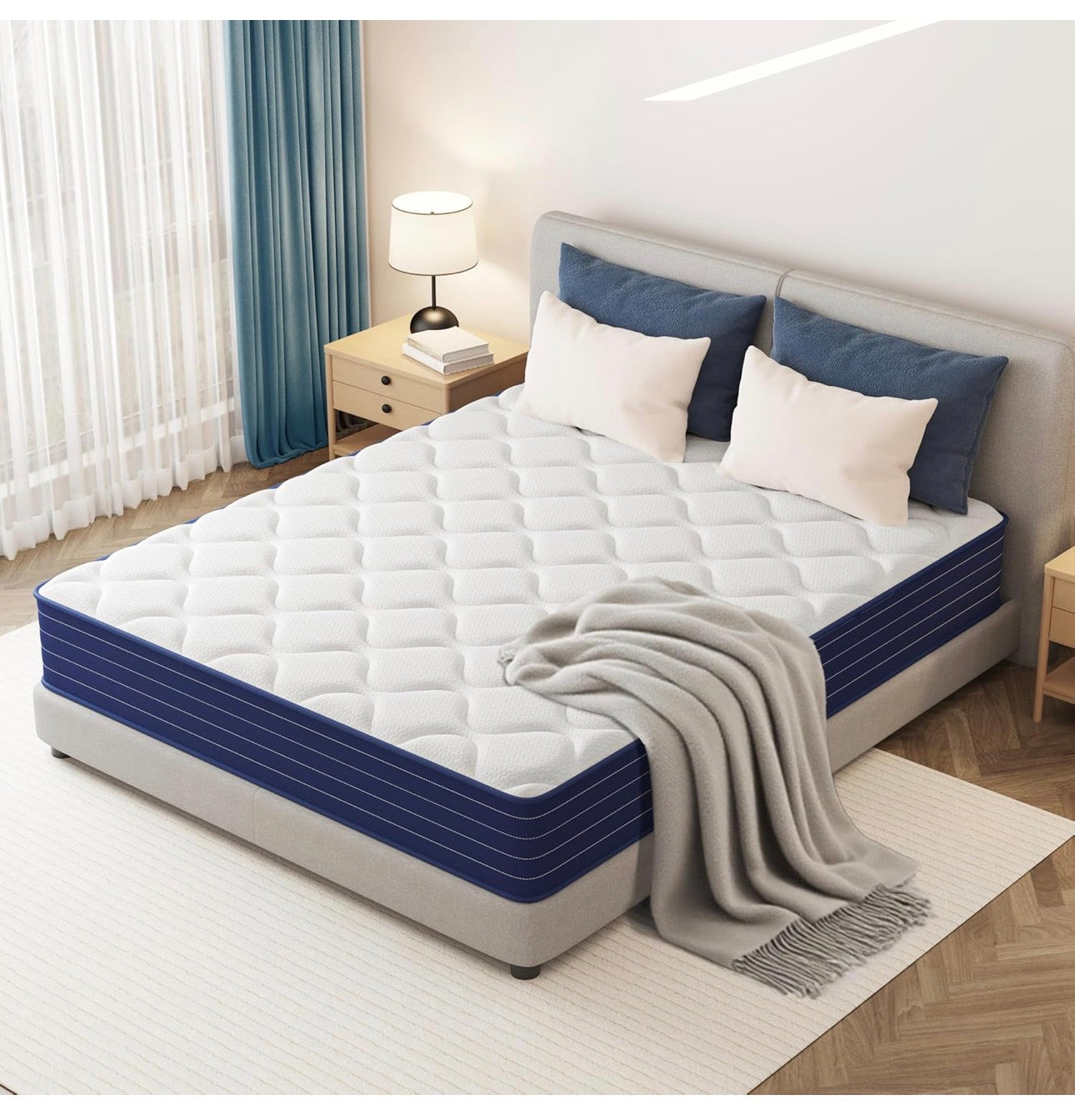 4FT6 Double Mattresses – 25cm Medium Firm Support, Pressure Relief, Breathable Cover, Motion Isolation, OEKO-TEX® Certified, 135x190cm– Pocket Spring