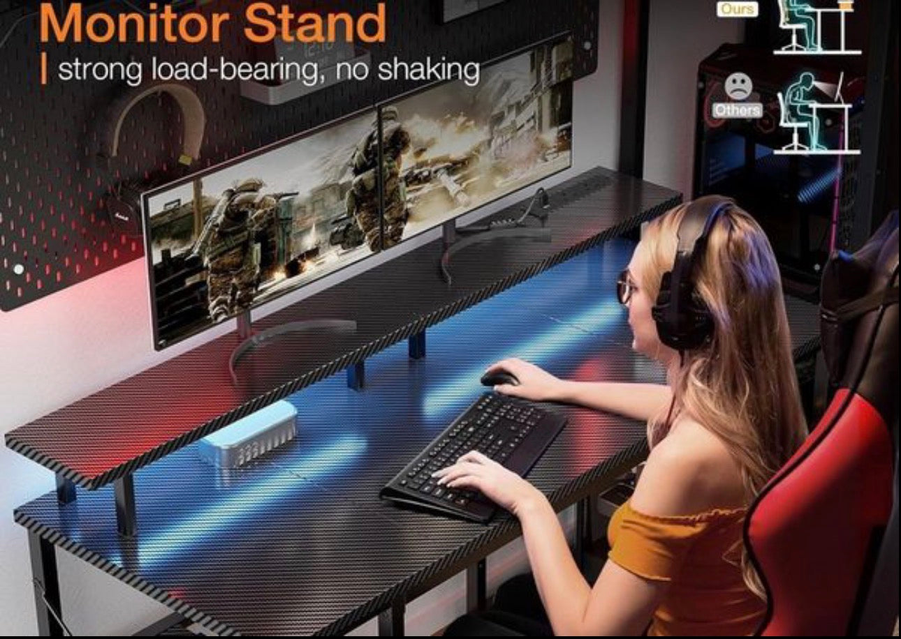 Gaming Desk with LED Lights, 120x50 cm