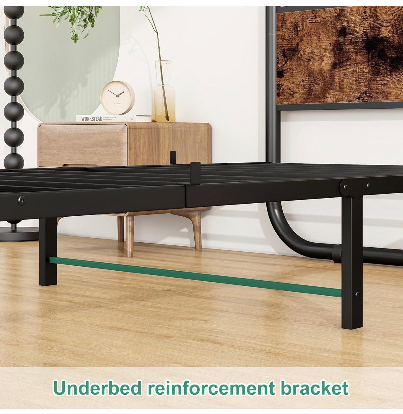 3ft Single Bed Frame with Headboard,Oval-Shaped
