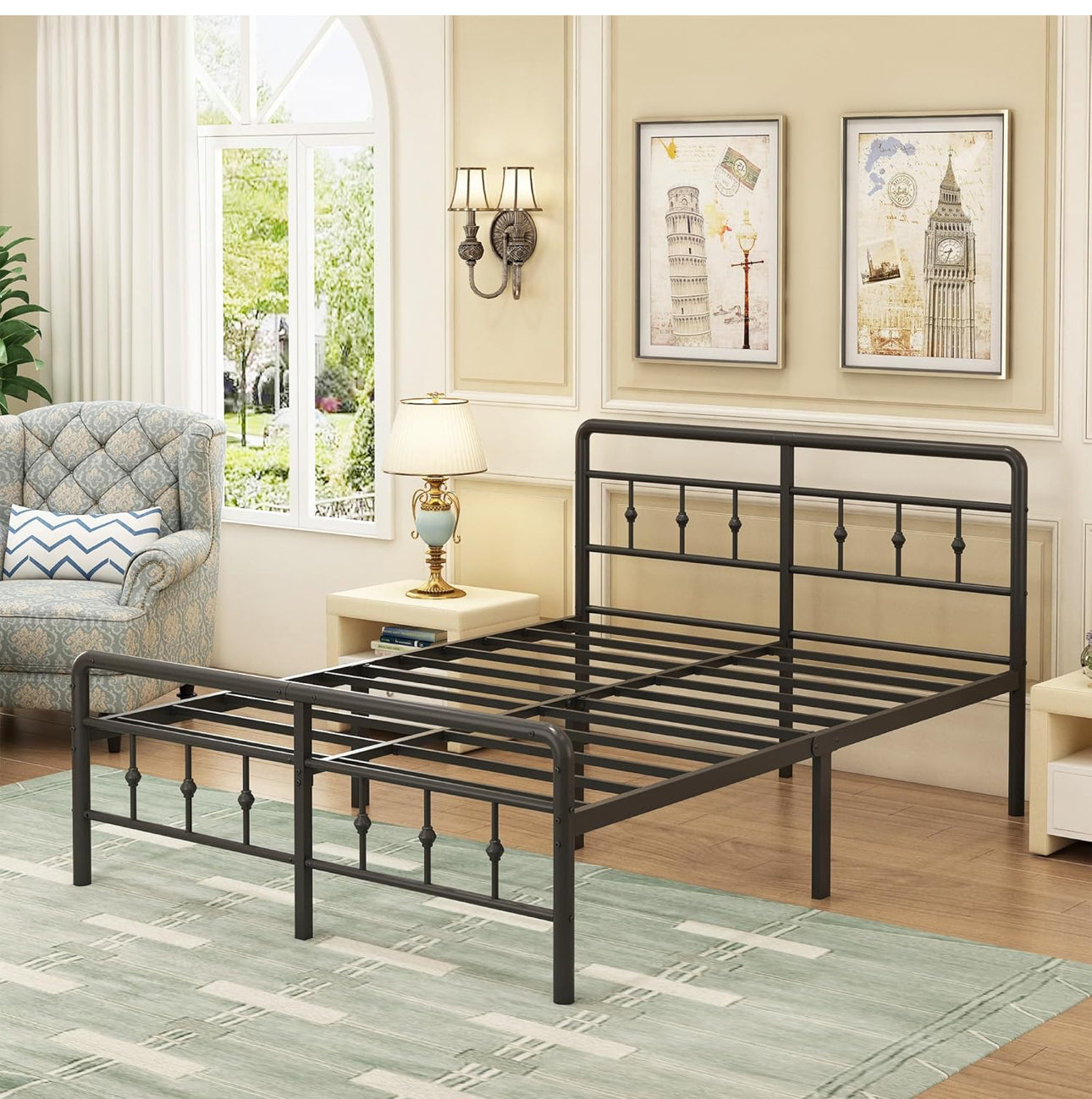 Super King Bed Frame with Victorian Headboard and Footboard