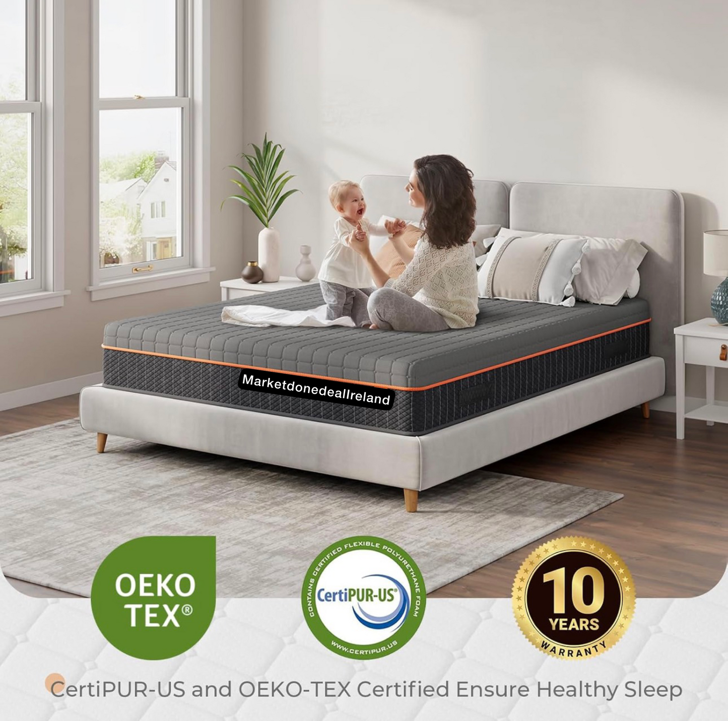 Double Mattresses Memory Foam Mattress, Breathable Mattress for Cool Sleep & Pressure Relief - Medium Mattress, 135x190x20CM, CertiPUR-US Certified
