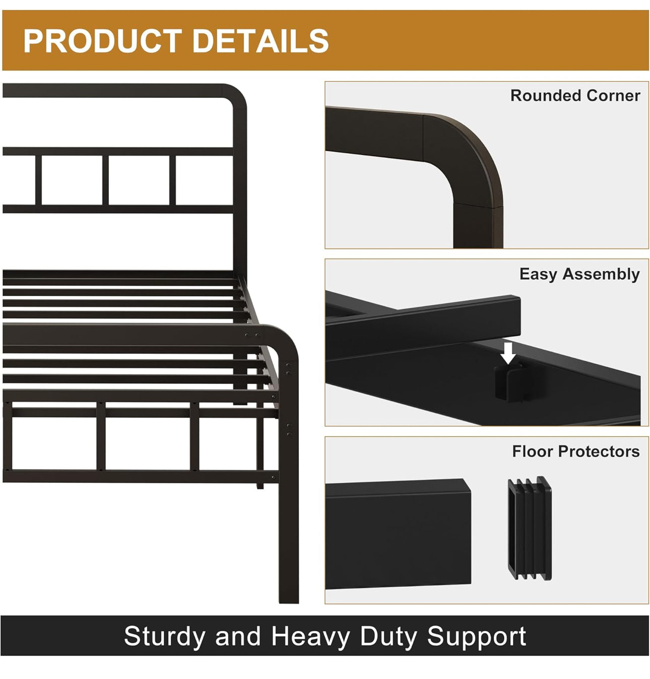 Super King Bed Frame 6ft with Curved Headboard and Footboard, 46cm Height