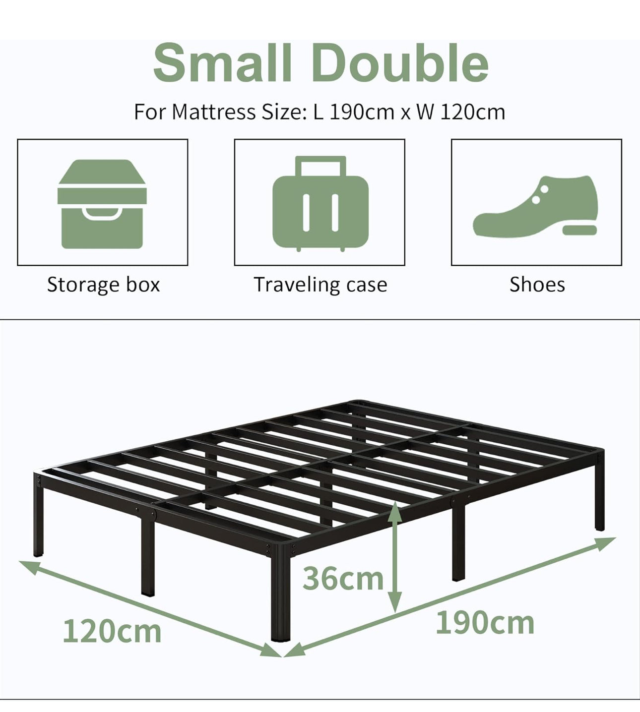 Small Double Bed Frame 4ft with Rounded Corner Legs