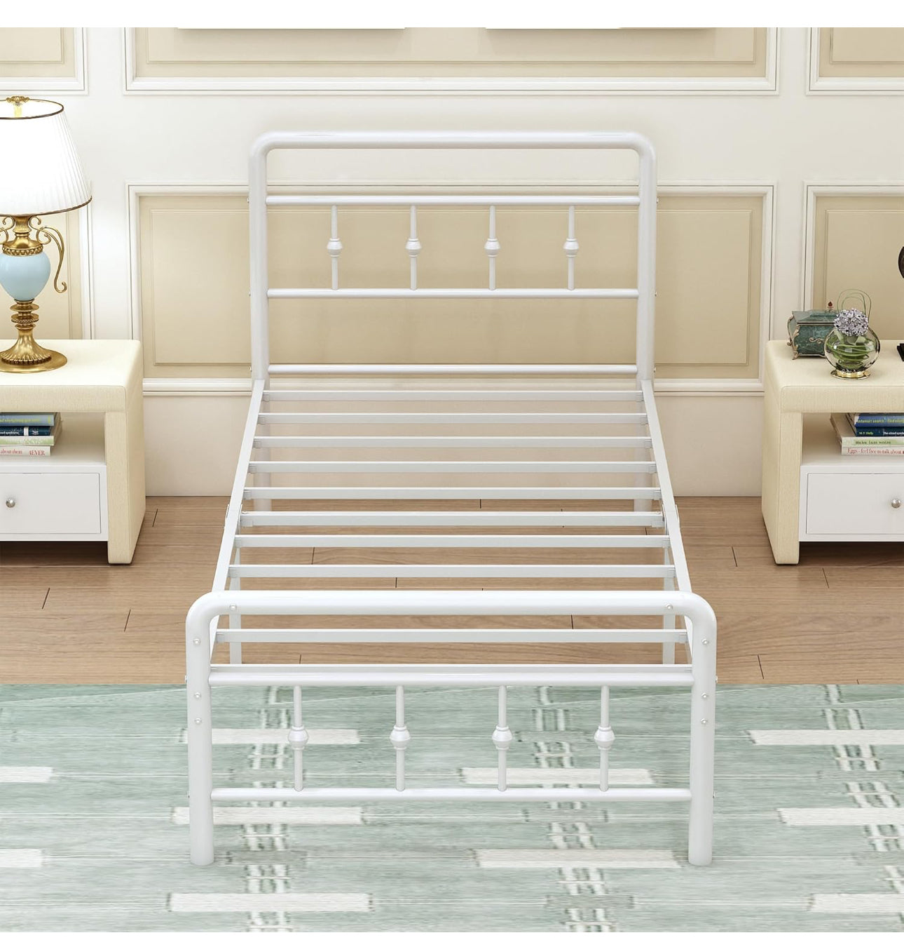 Single Bed Frame 3ft with Headboard and Footboard, Single Metal