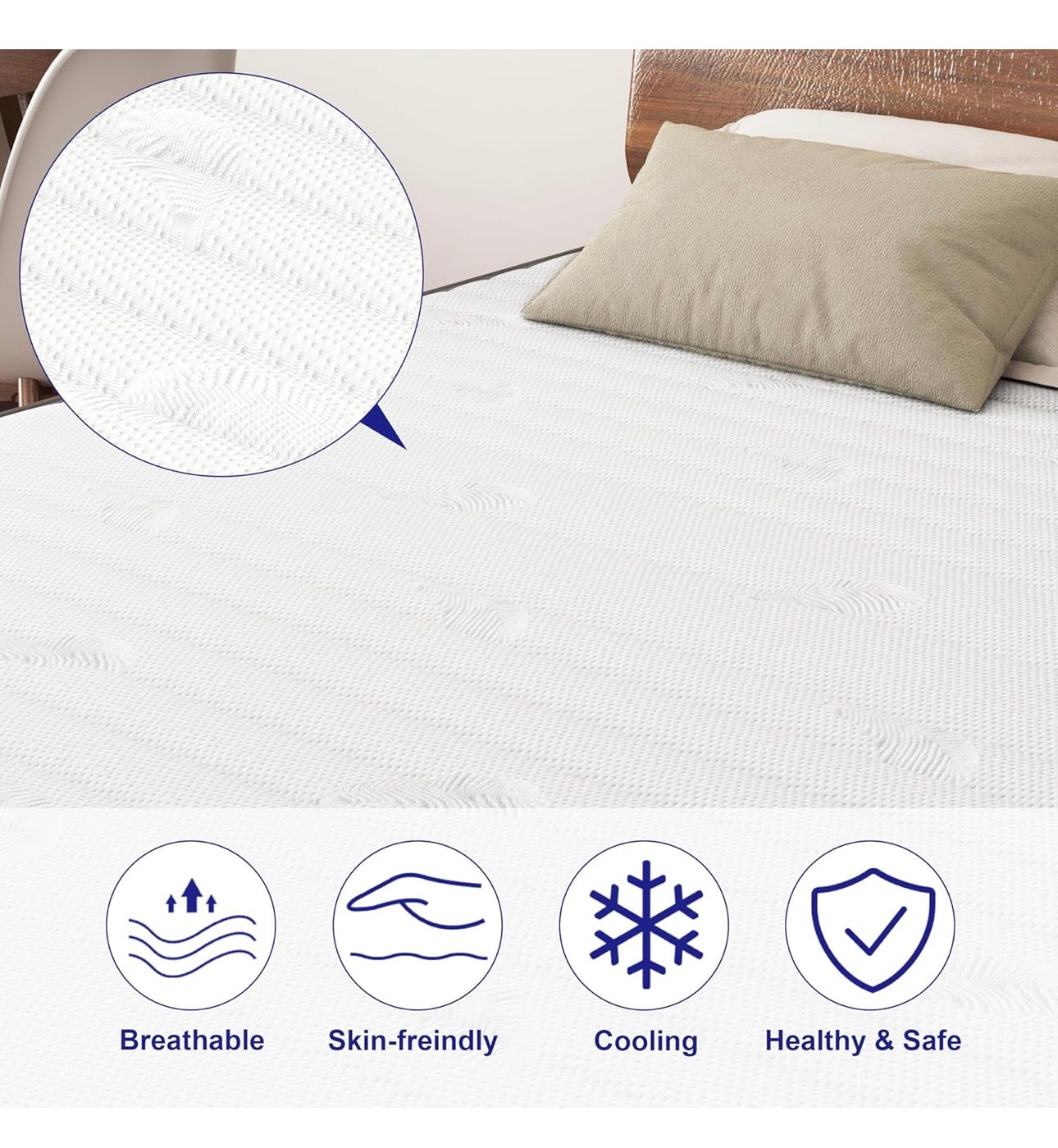 12 Inch Double Mattress, 7-Zone Hybrid Double Bed Mattresses, Memory Foam Mattress with Pocket Sprung
