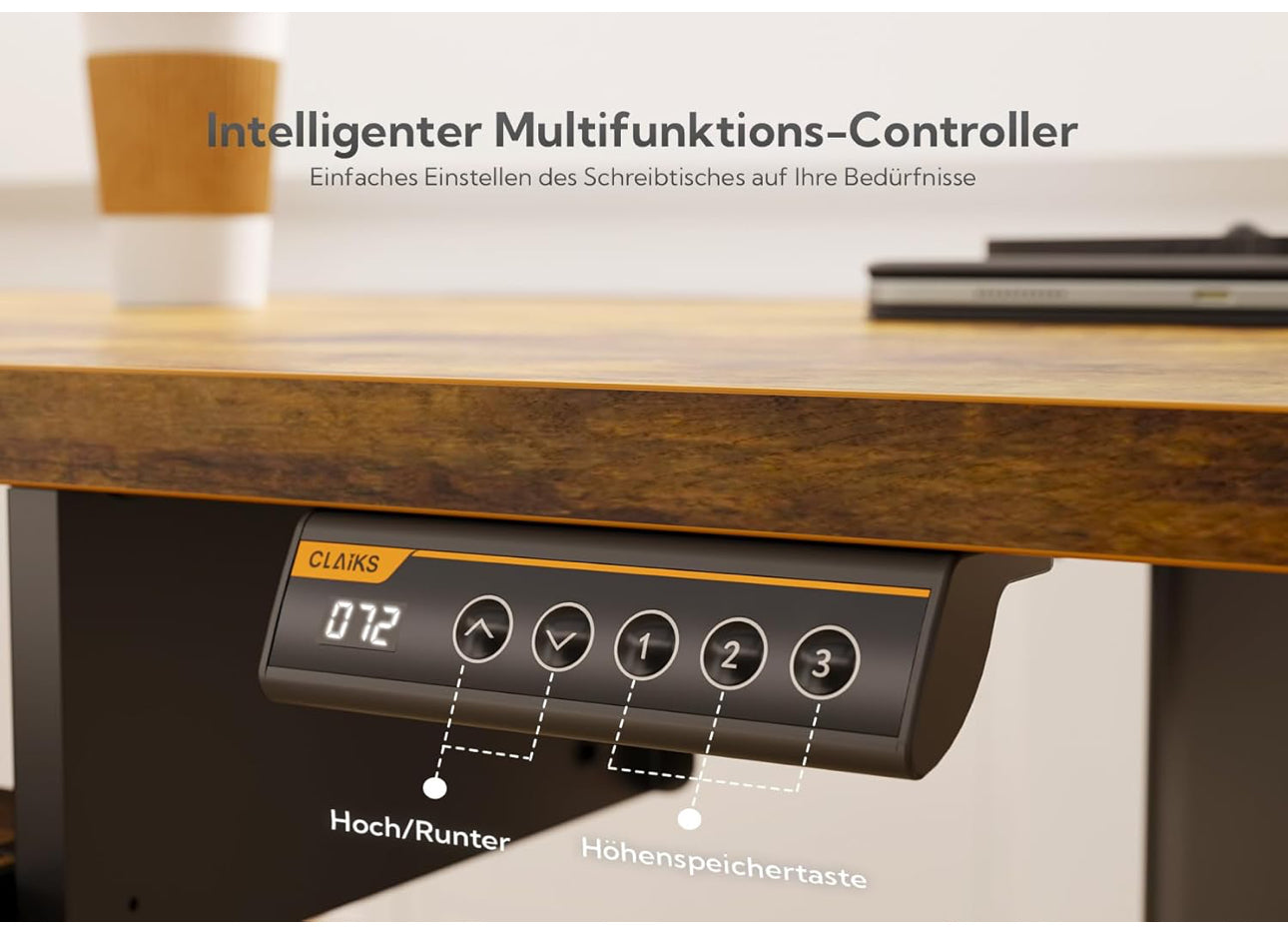 Electric Standing Desk with Keyboard Tray, 140x60cm