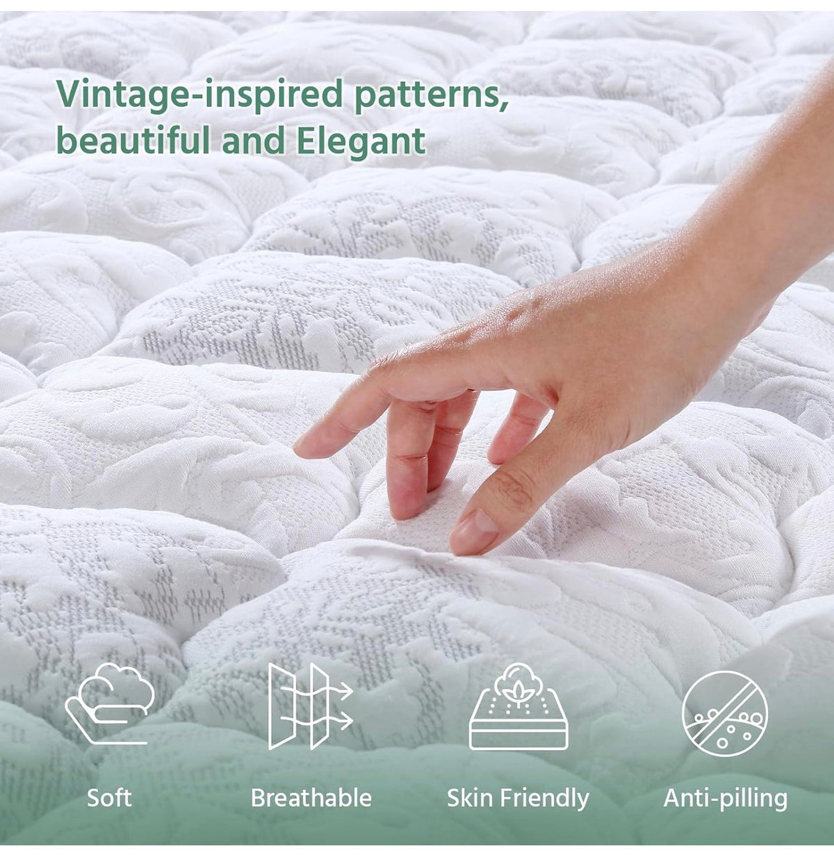 Single Mattress, 11 IN Hybrid Pocket Sprung Cooling Mattress
vintage knit anti-pilling fabric, 7-zone pocket springs for quiet sleeping, Pressure relief & wave breathable foam 90x190x28