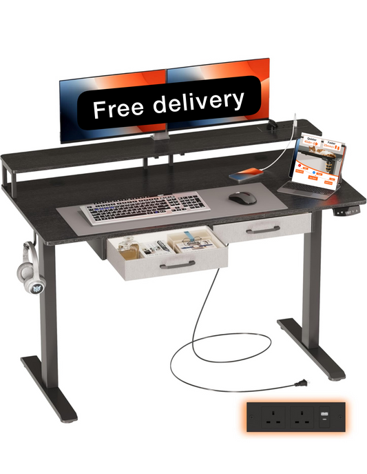 Height-Adjustable Desk with Monitor