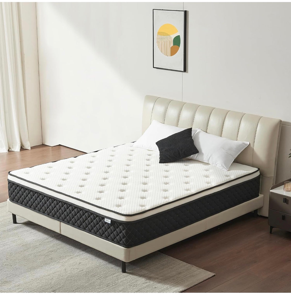 Double Mattress 25cm with Memory Foam & Pocketing Spring |In a Box,Medium Firm, Motion Isolation,Edge Support,Breathable Cover,White (135 * 190 * 25cm)